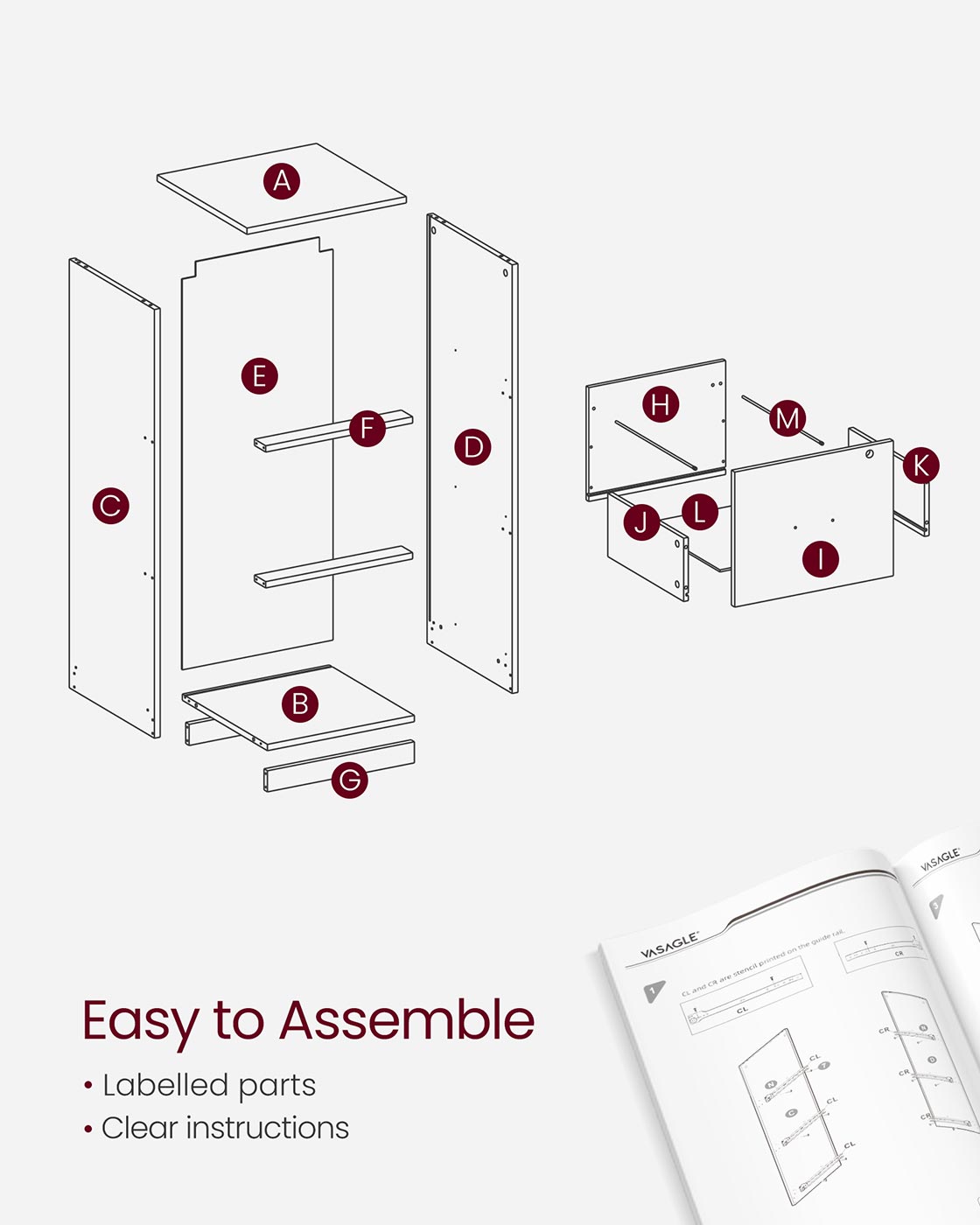File Cabinet - Wood - Cloud White - Lockable with Adjustable Hanging Rail