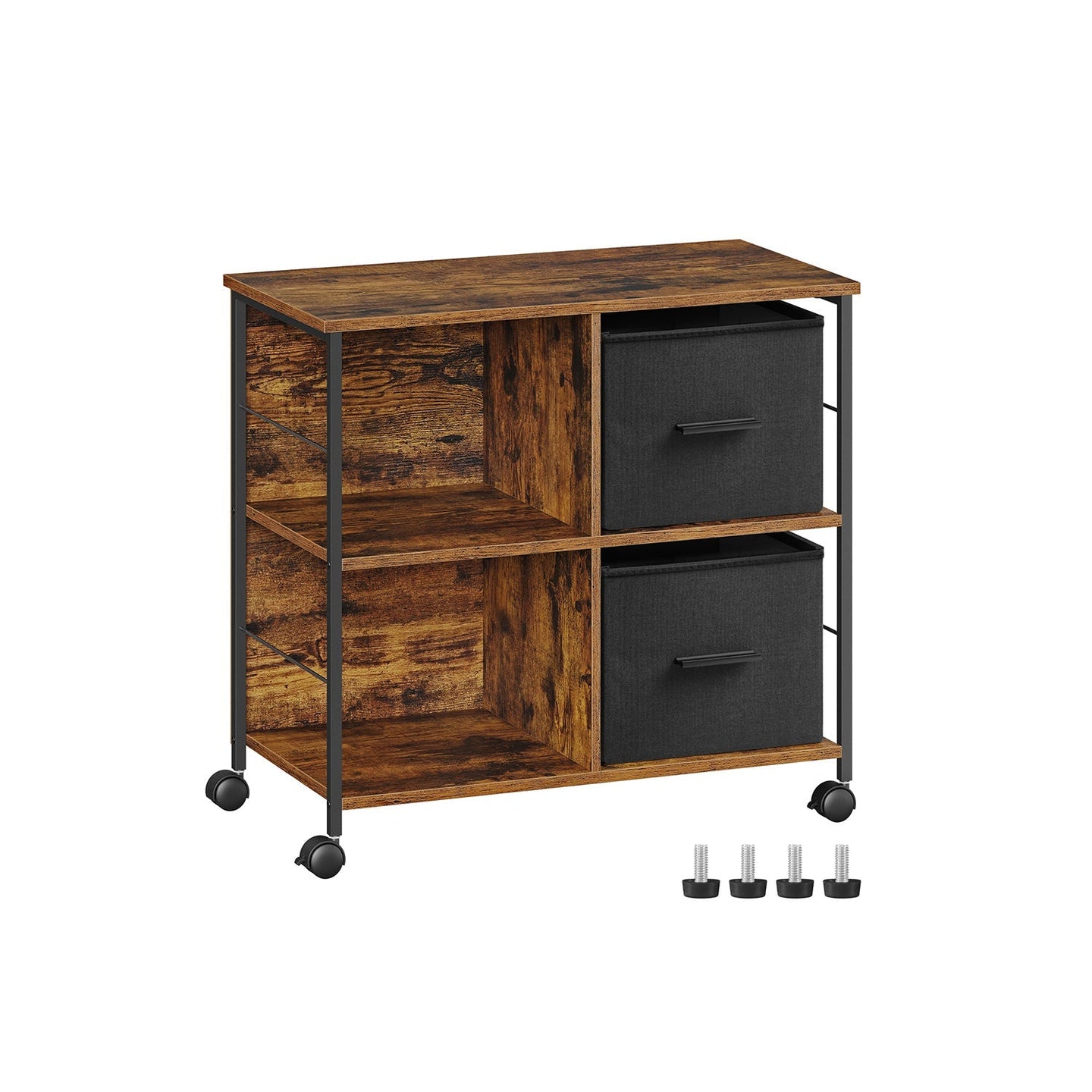 Filing Cabinet - Wood - Brown - 2 Drawers with Shelf and Printer Stand
