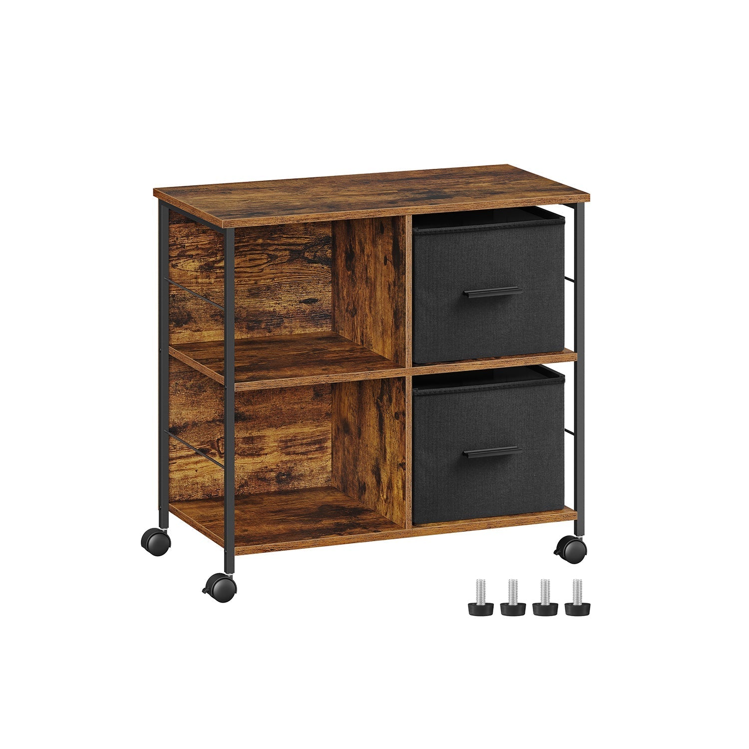 Filing Cabinet - Wood - Brown - 2 Drawers with Shelf and Printer Stand