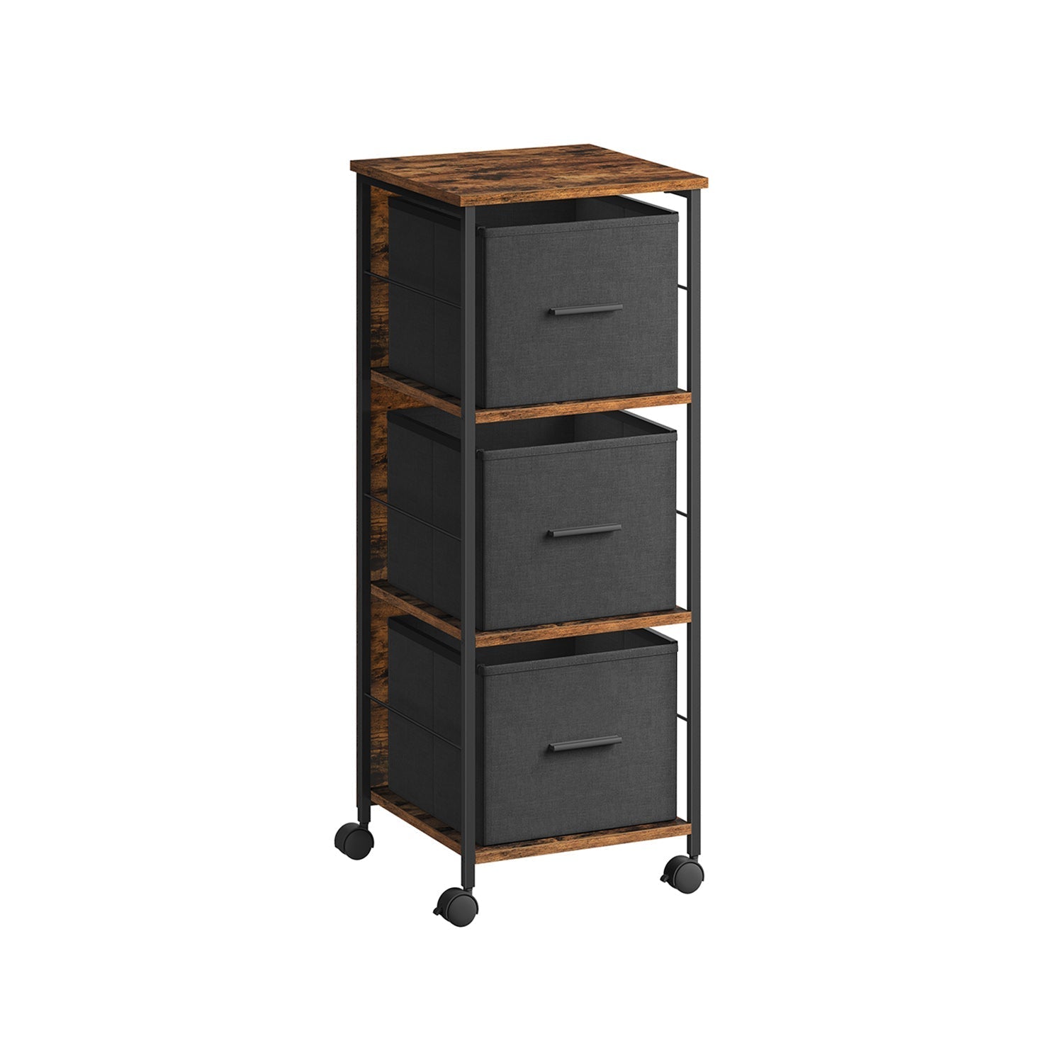 Filing Cabinet - Wood - Rustic Brown - Multi-Functional with 3 Drawers and Bookshelf