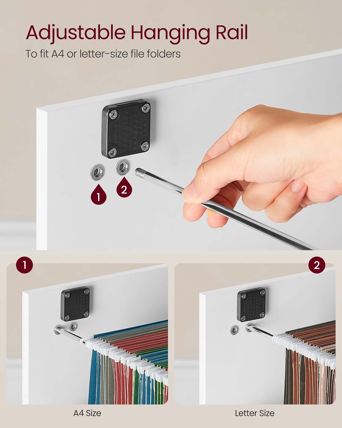File Cabinet - Wood - Cloud White - Lockable Drawers