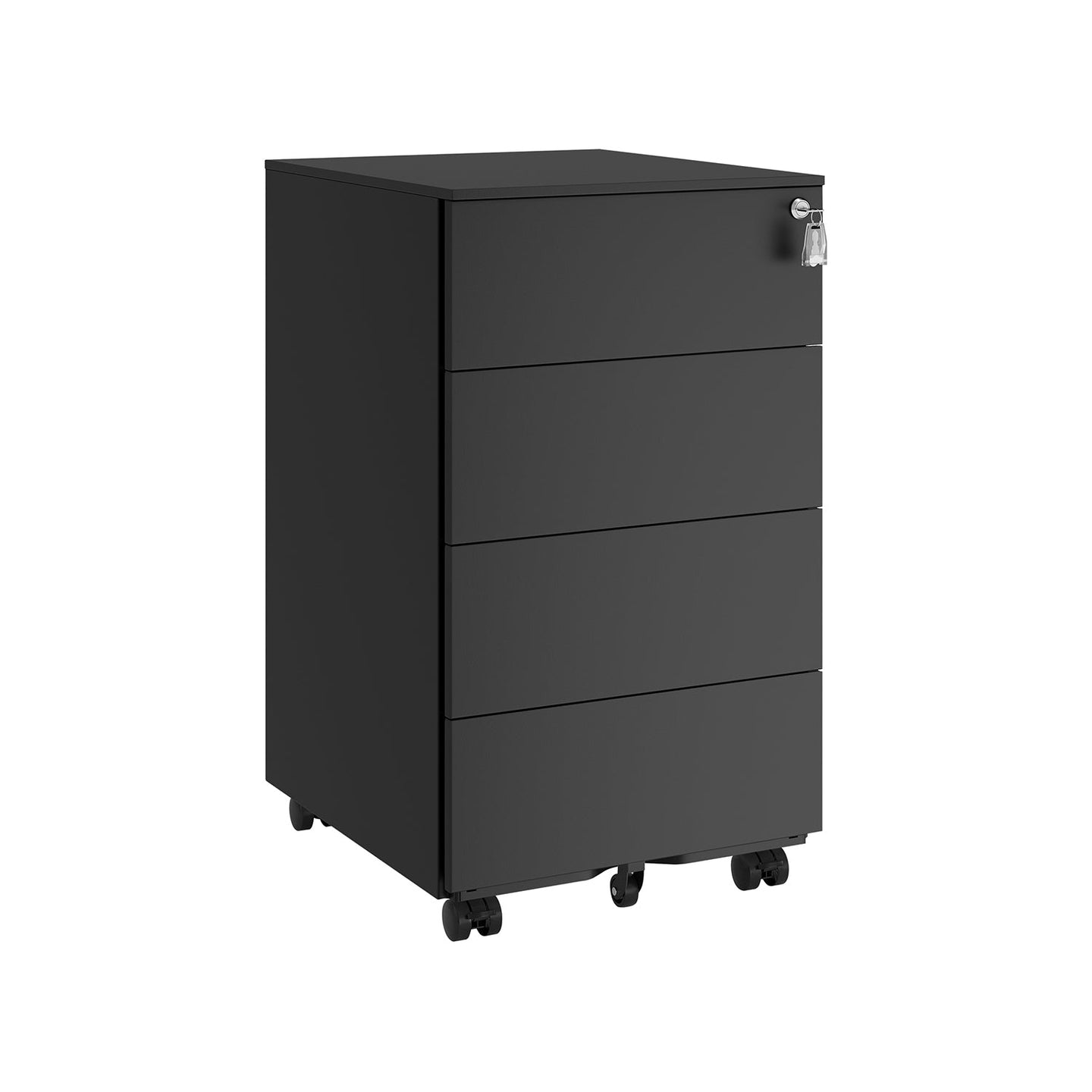 Lockable Mobile File Cabinet - Wood - Ink Black - 4 Drawers