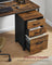 Rolling File Cabinet - Mobile with 3 Drawers - Wood - Rustic Brown