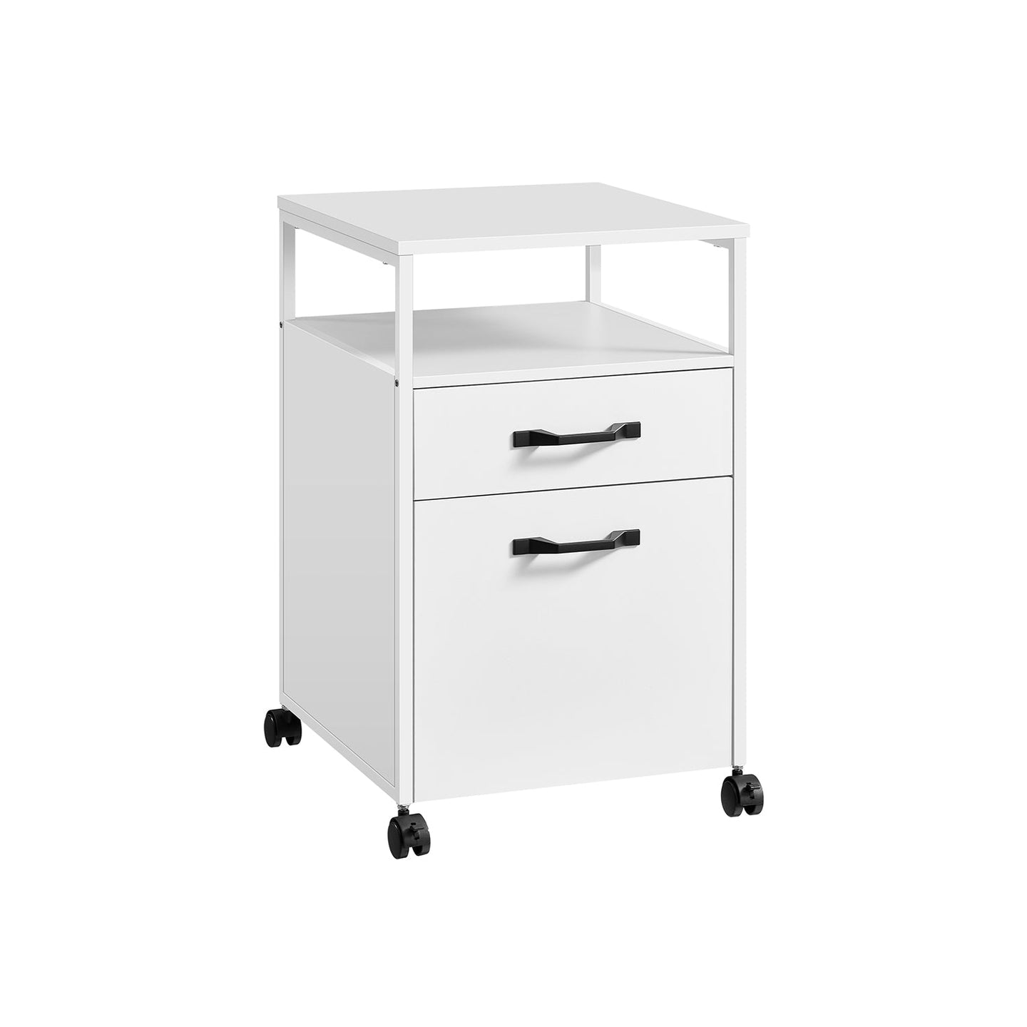 File Cabinet - Steel - Rustic Brown and Black - Rolling with Open Compartment and Stable Frame