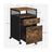 Filing Cabinet - Steel - Rustic Brown and Black - 2 Lockable Drawers with Castors and Open Shelf