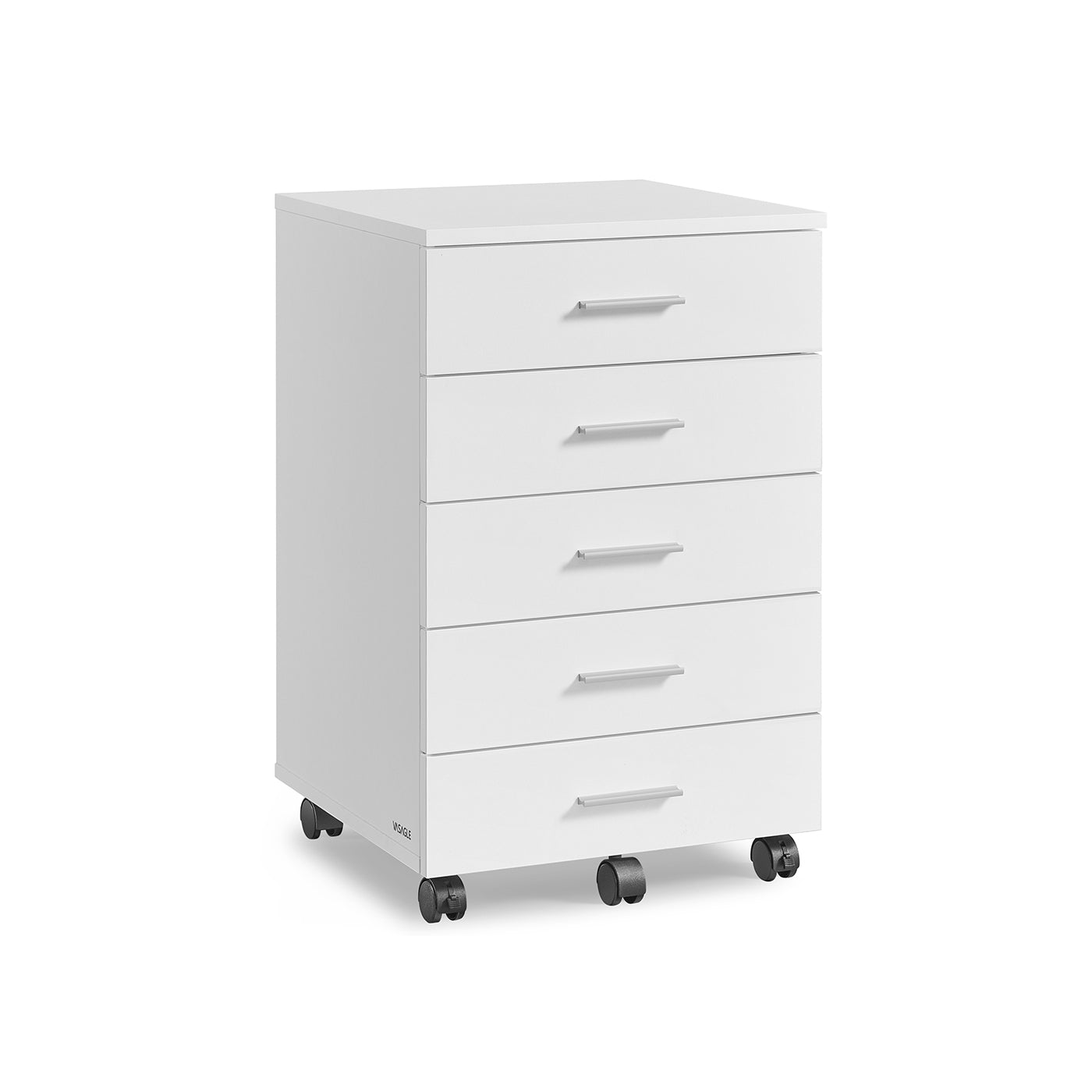 Rolling Filing Cabinet - 5 Drawers with Wheels - MDF - Cloud White