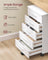 Rolling Filing Cabinet - 5 Drawers with Wheels - MDF - Cloud White