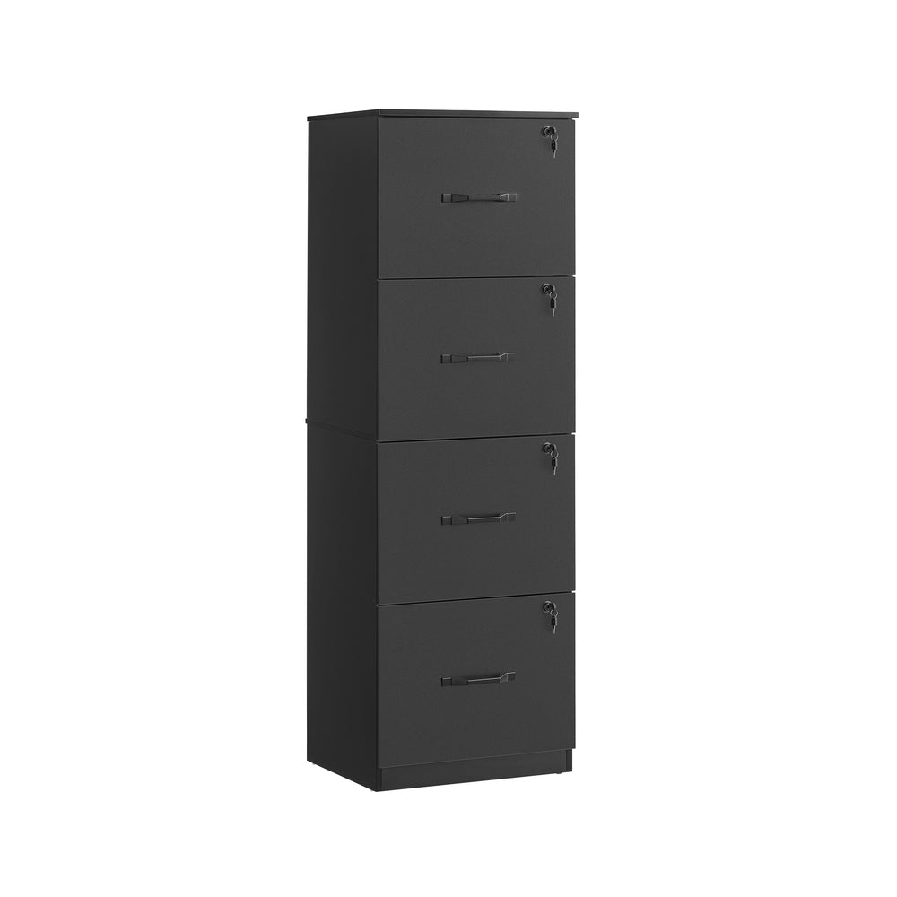 Filing Cabinet - Wood - Cloud White - Lockable with Adjustable Hanging Rail