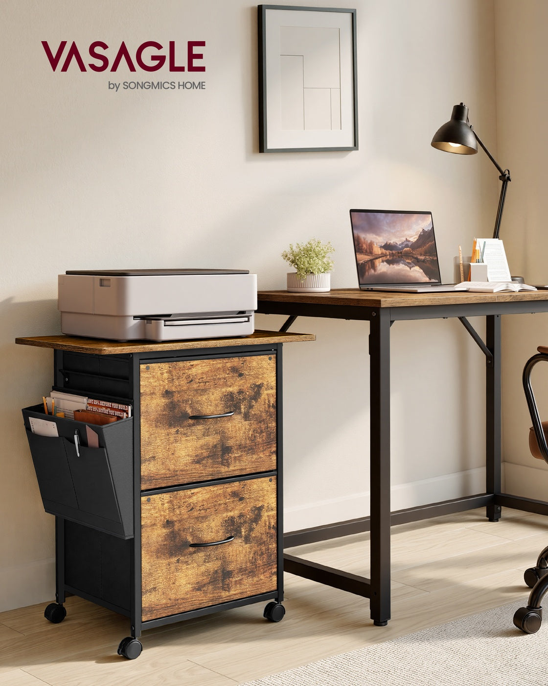 Filing Cabinet - Lockable with Drawers - Rustic Brown - 60 x 40 x 68 cm