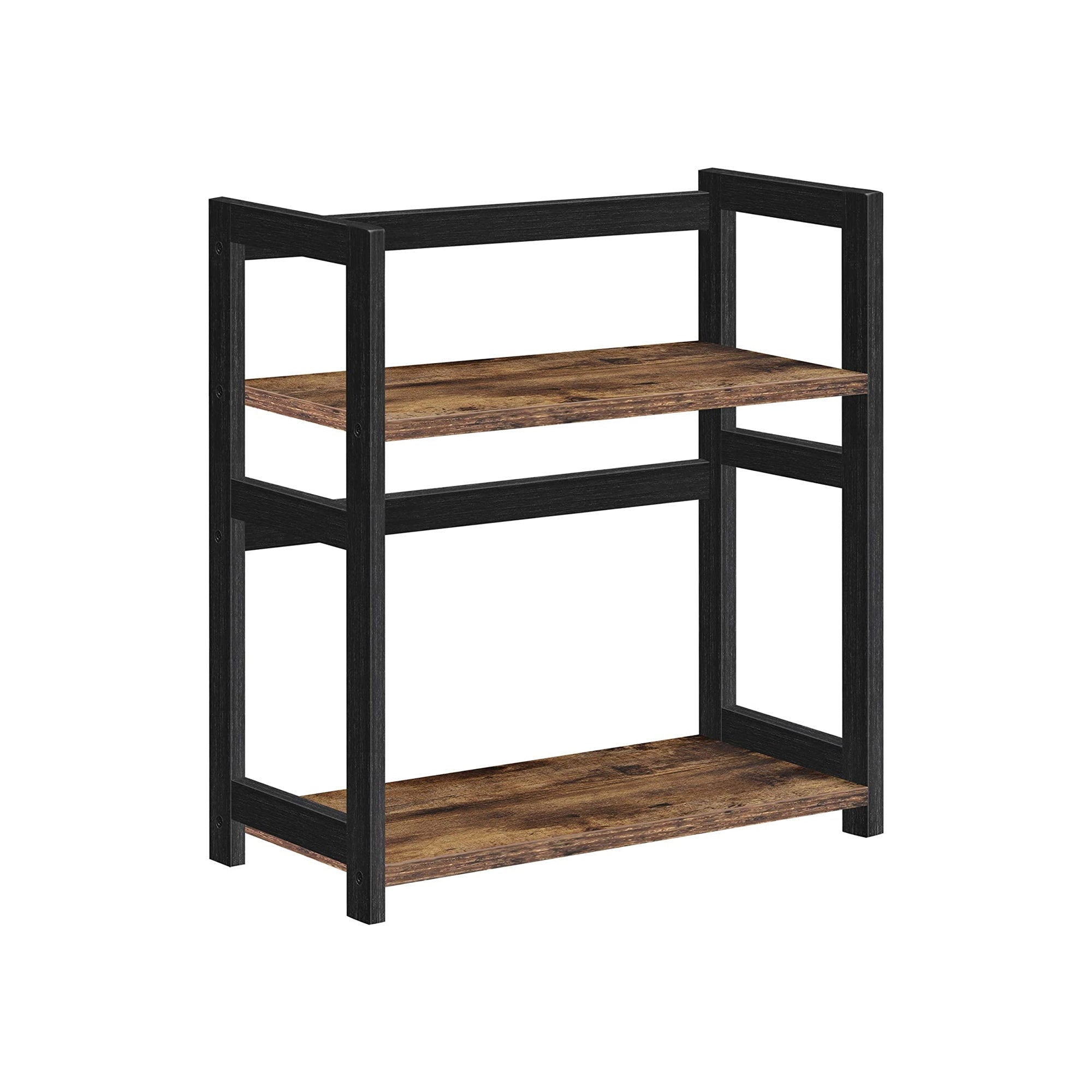 2-Tier Countertop Spice Rack - Bamboo - Rustic Brown and Black - Desktop Organizer for Kitchen and Dining Room
