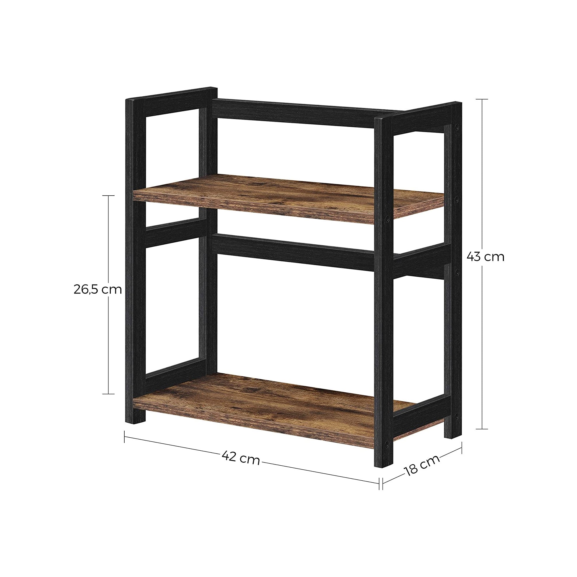 2-Tier Countertop Spice Rack - Bamboo - Rustic Brown and Black - Desktop Organizer for Kitchen and Dining Room