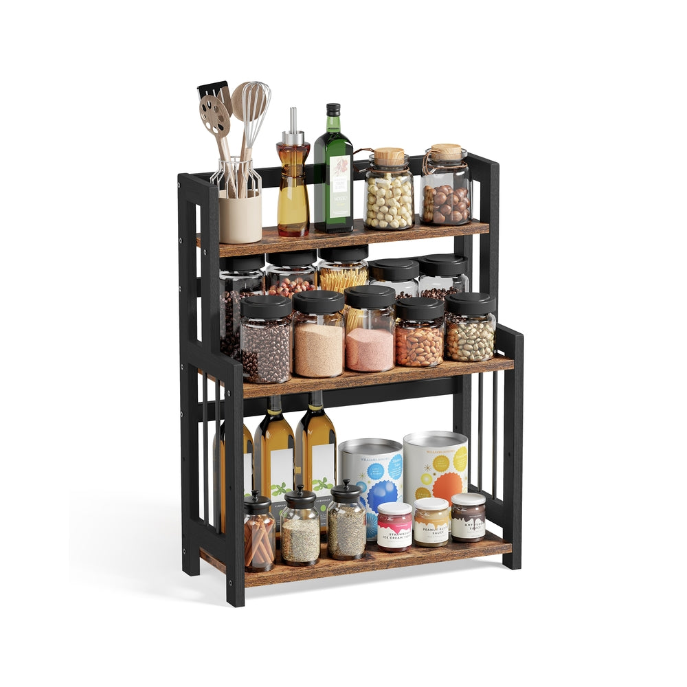 3 Tier Storage Rack - Bamboo - Natural - Multi-Purpose Countertop Organizer for Kitchen