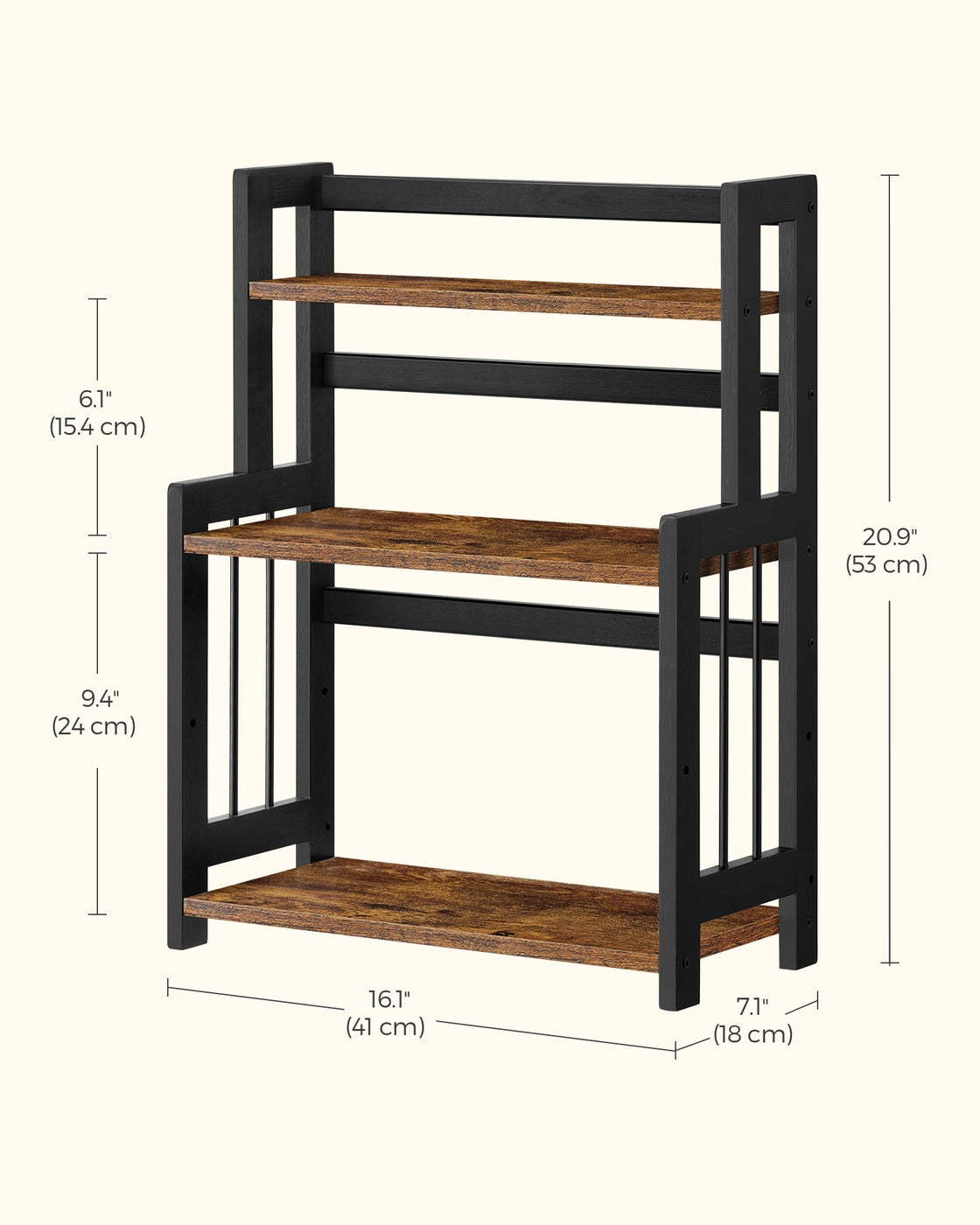 3 Tier Storage Rack - Bamboo - Natural - Multi-Purpose Countertop Organizer for Kitchen