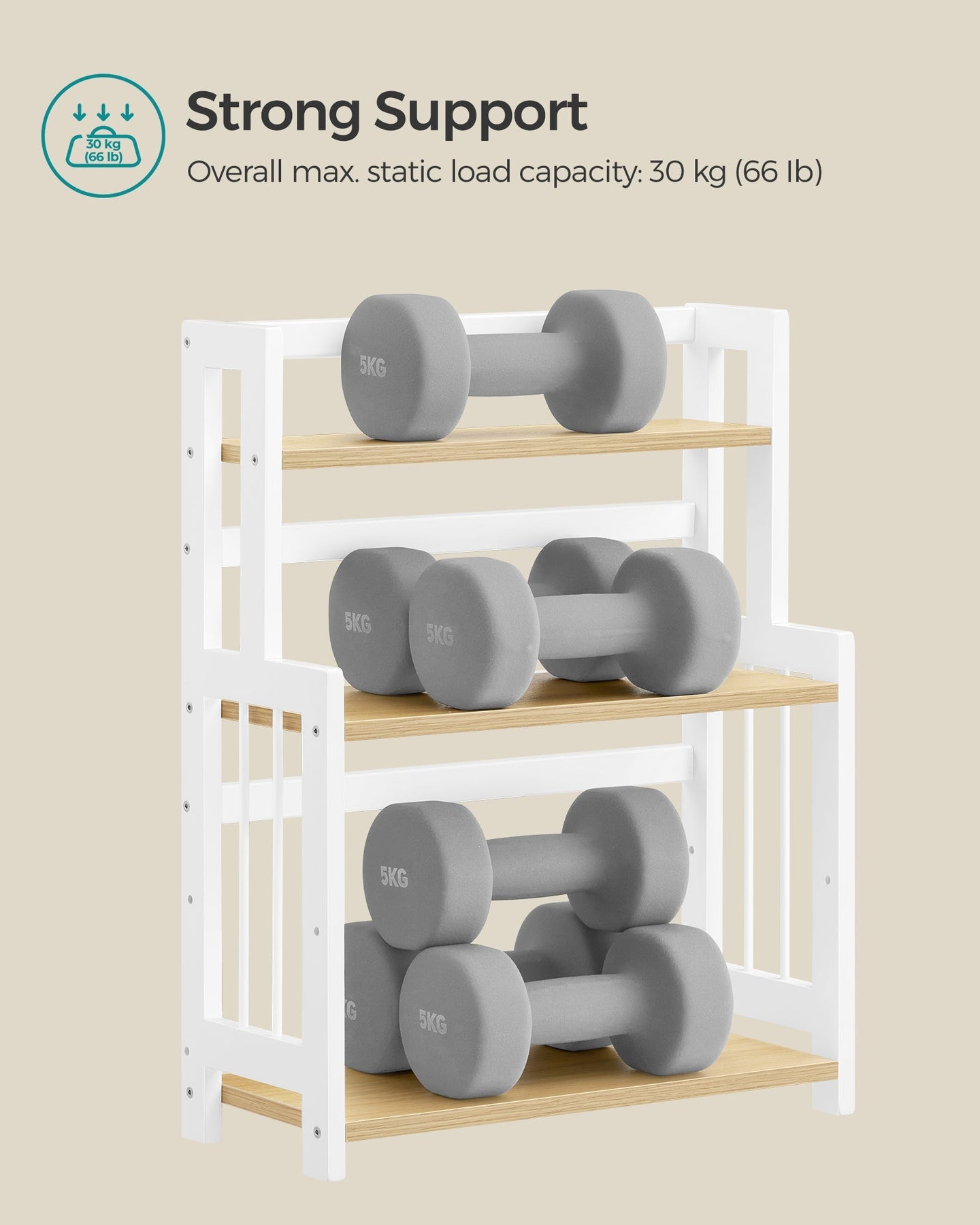 3-Tier Countertop Spice Rack - Bamboo - Natural Oak - Desktop Organiser for Kitchen and Office