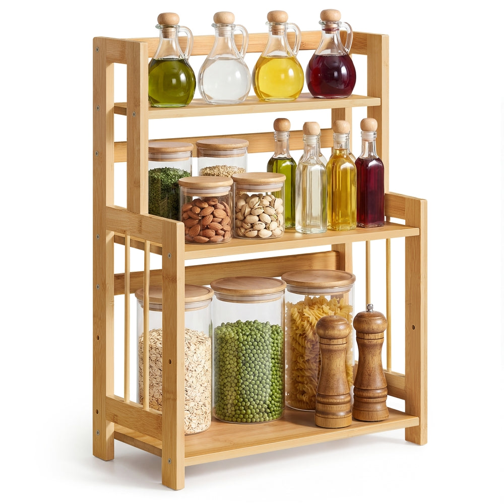 Kitchen Trolley - On Wheels with Shelves - Natural Beige - 18.6 x 41 x 53.5 cm