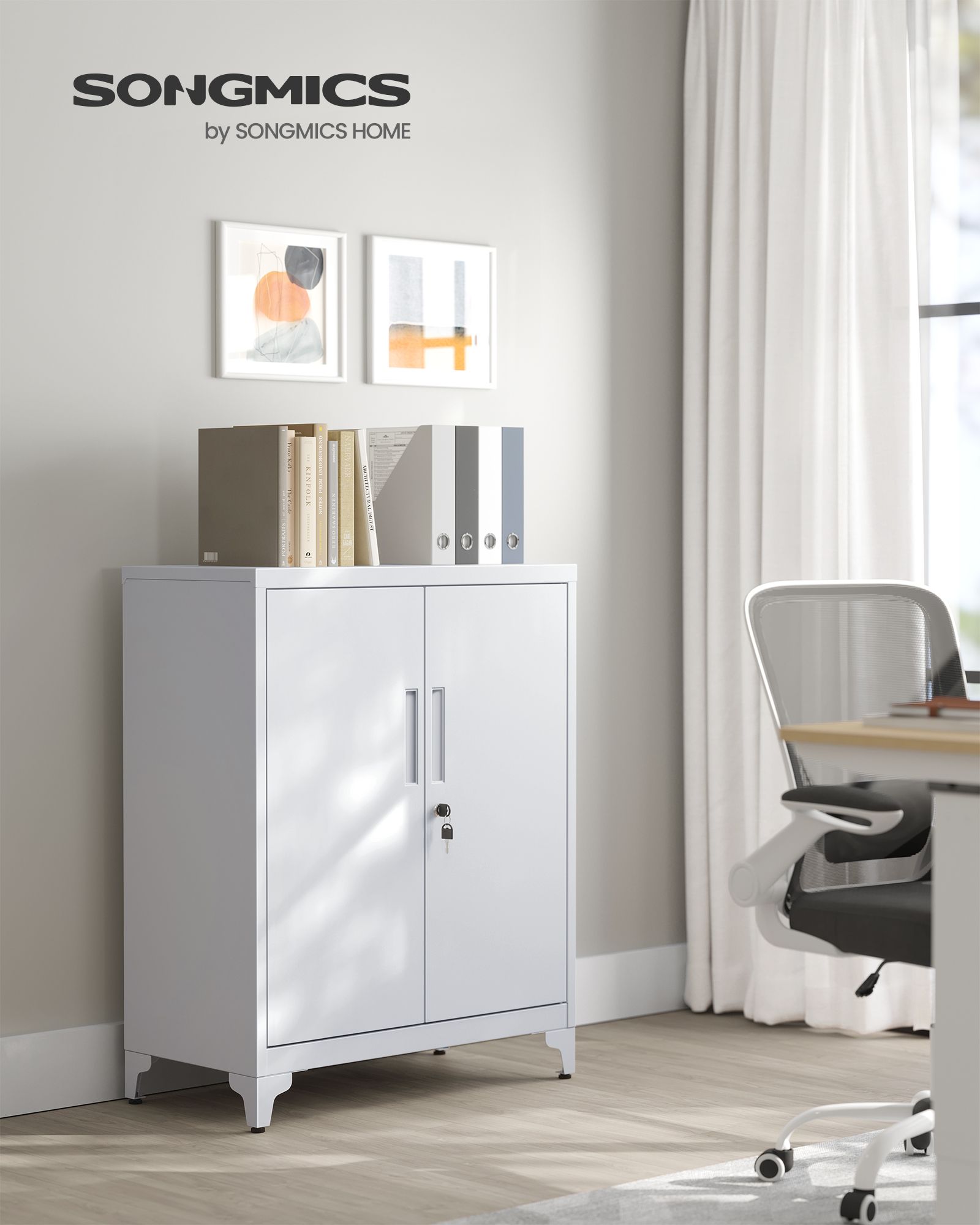 Office Cabinet - Steel - Black - Lockable with Deep Storage and Shelves