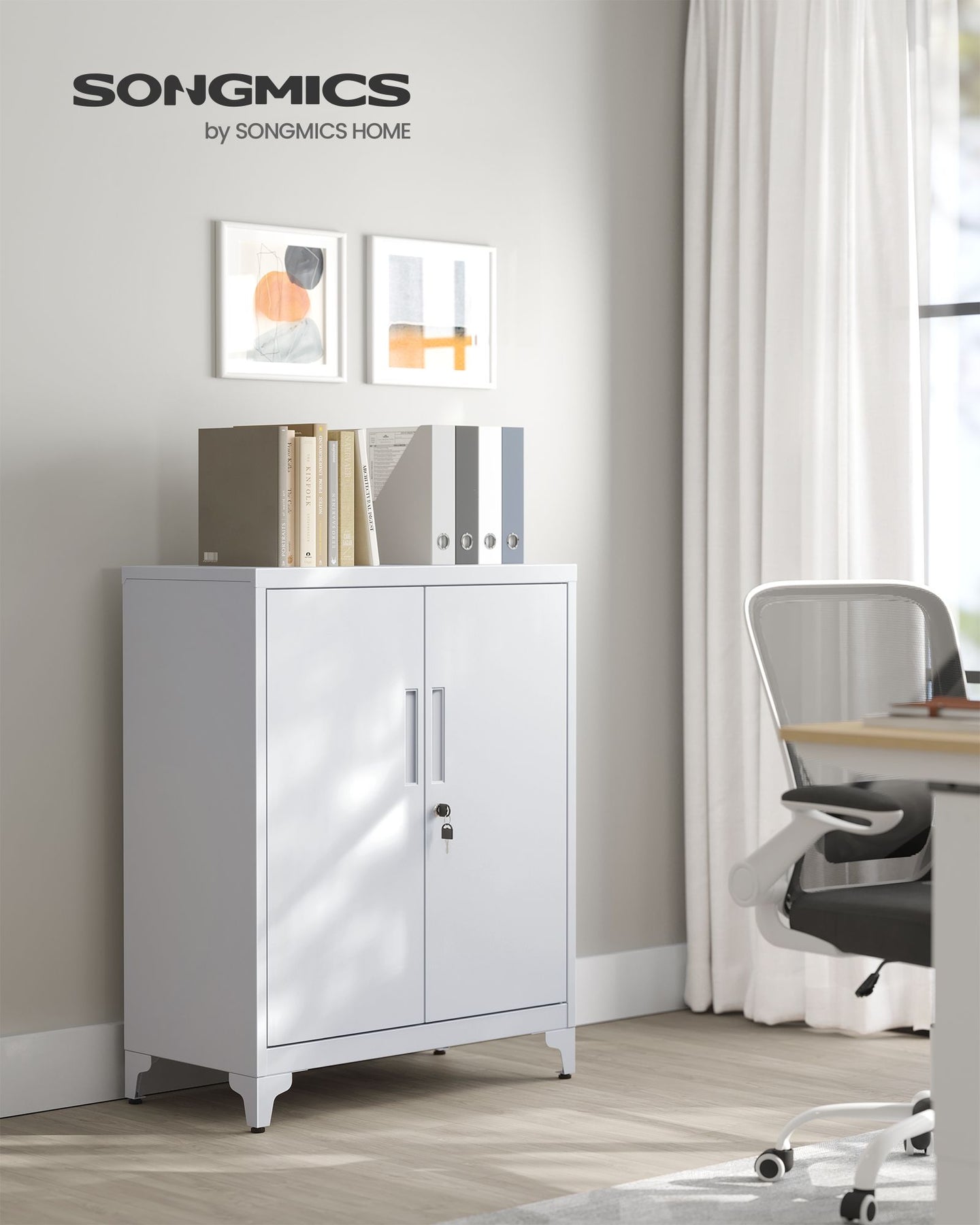 Office Cabinet - Steel - Black - Lockable with Deep Storage and Shelves