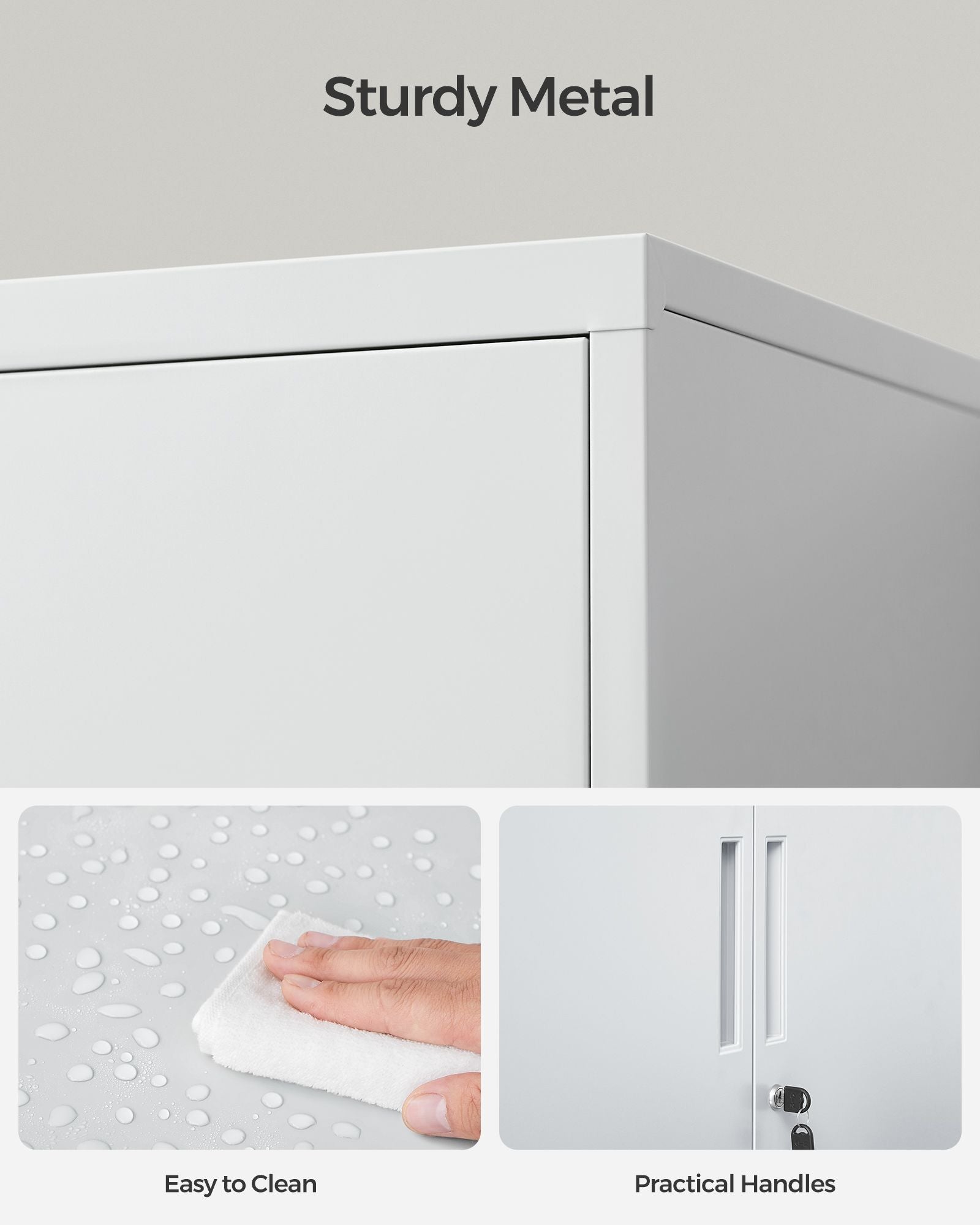Office Cabinet - Steel - Black - Lockable with Deep Storage and Shelves