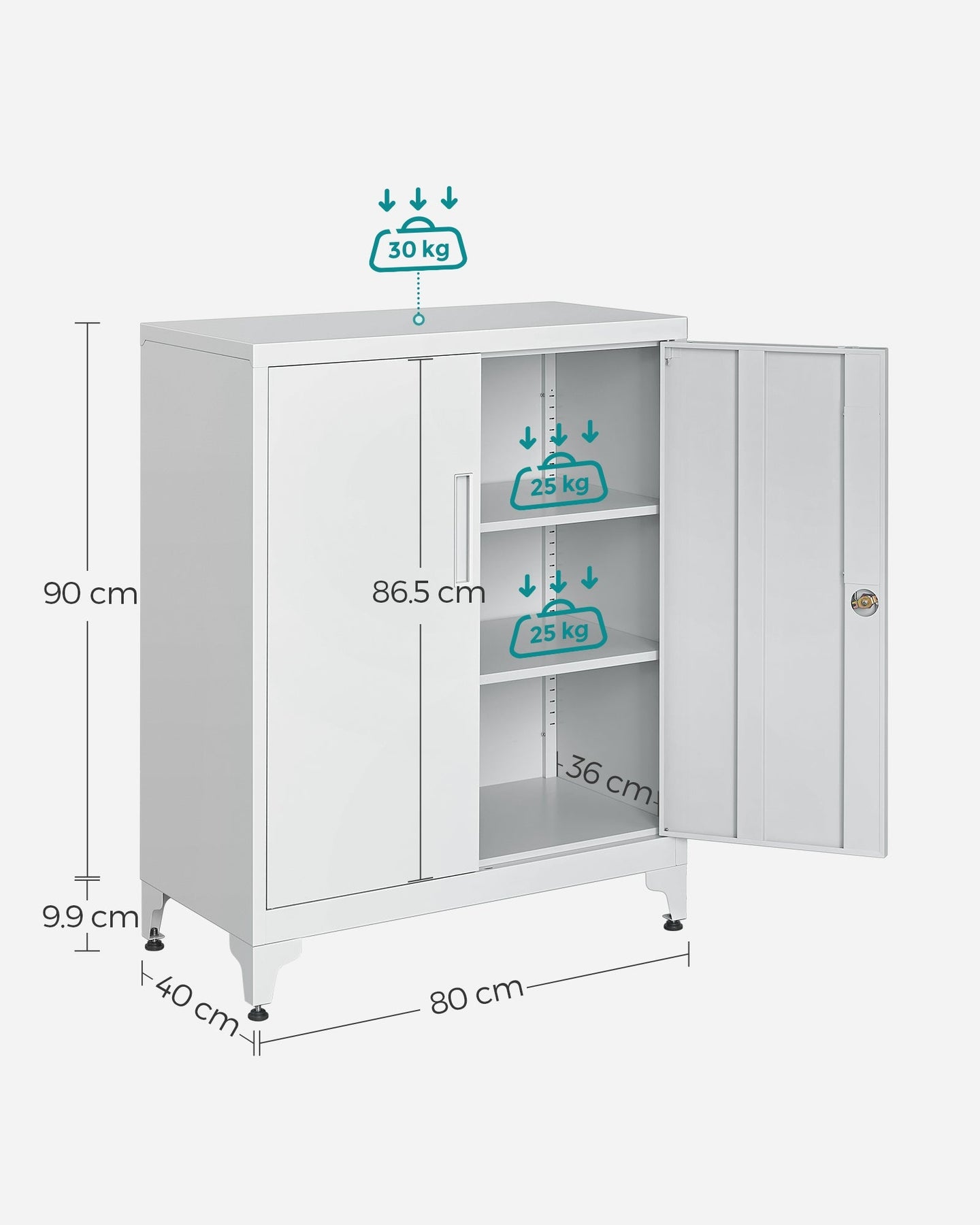 Office Cabinet - Steel - Black - Lockable with Deep Storage and Shelves