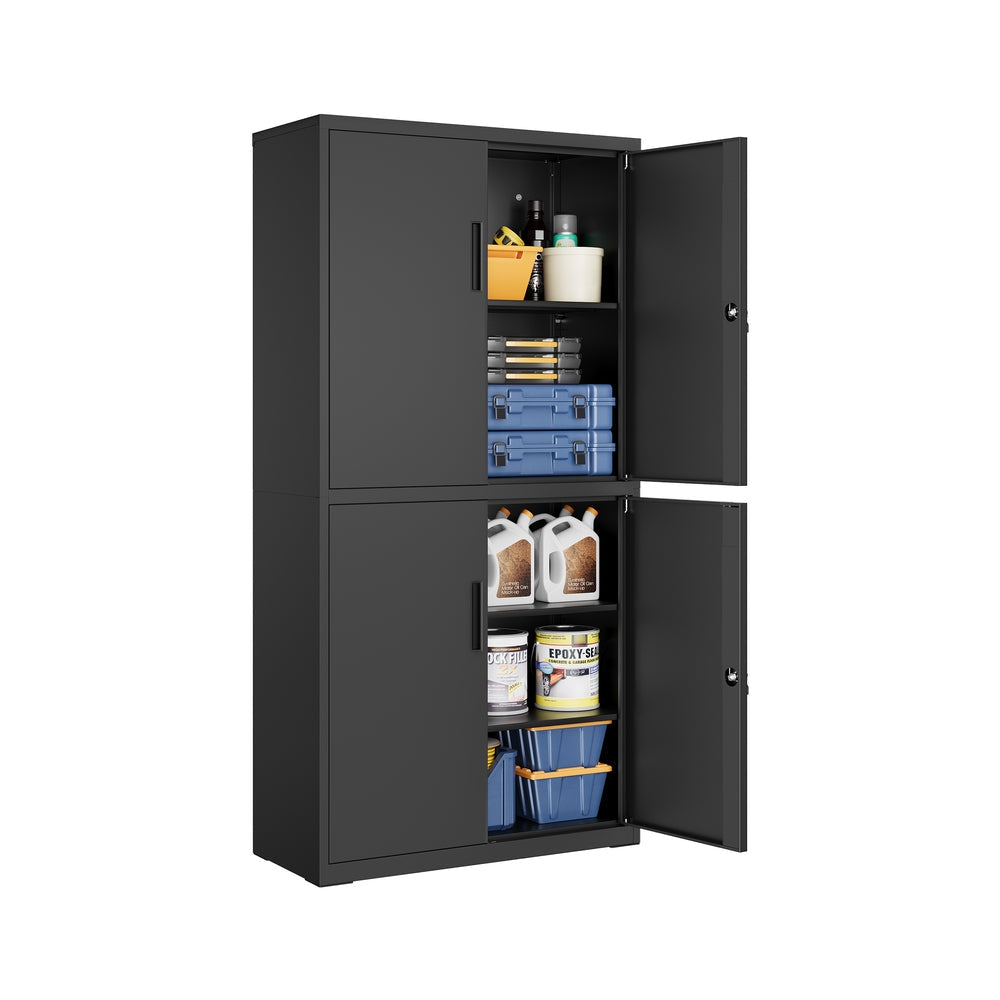 File Cabinet - Steel - Black - Lockable with Shelves