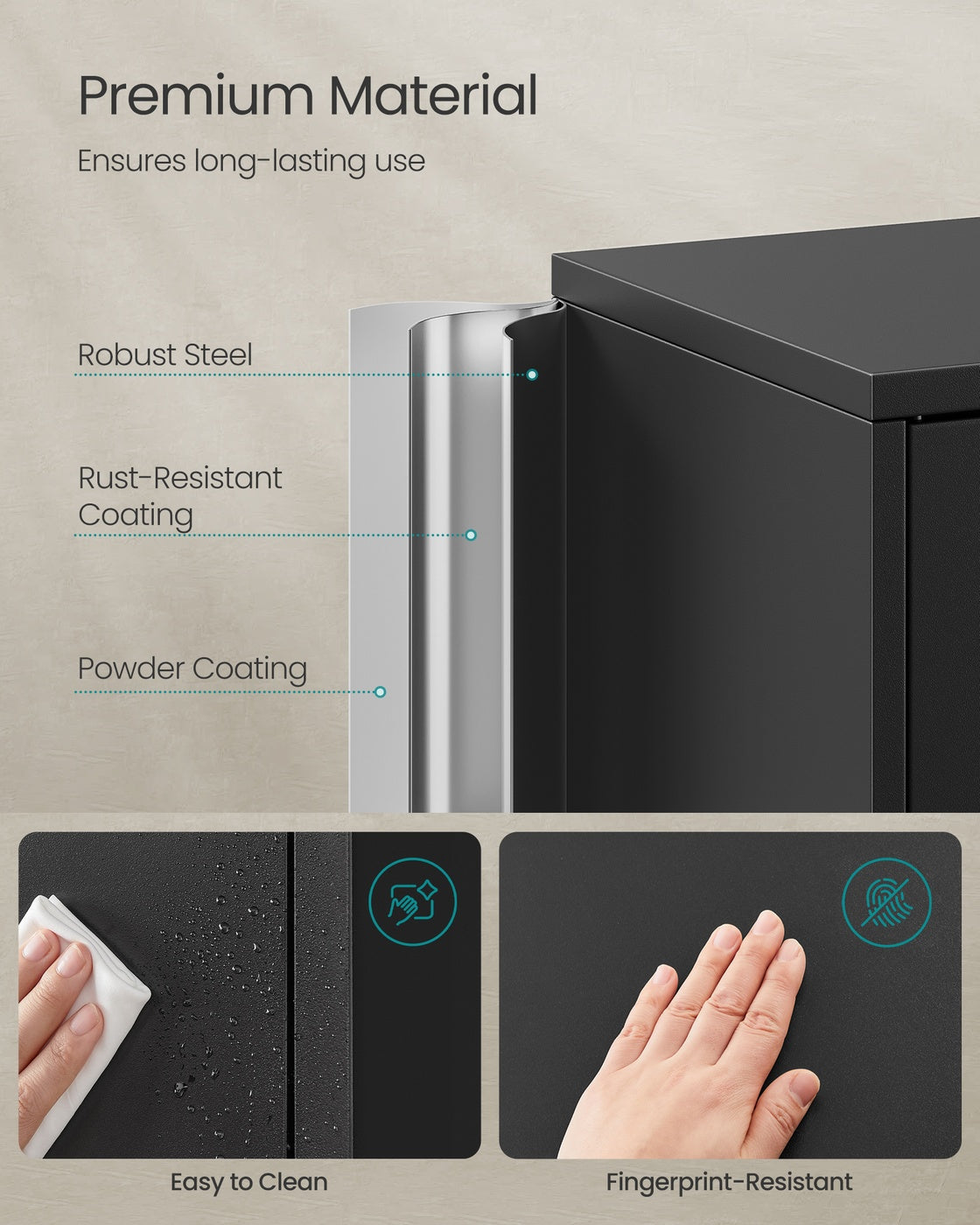 File Cabinet - Steel - Black - Lockable with Shelves
