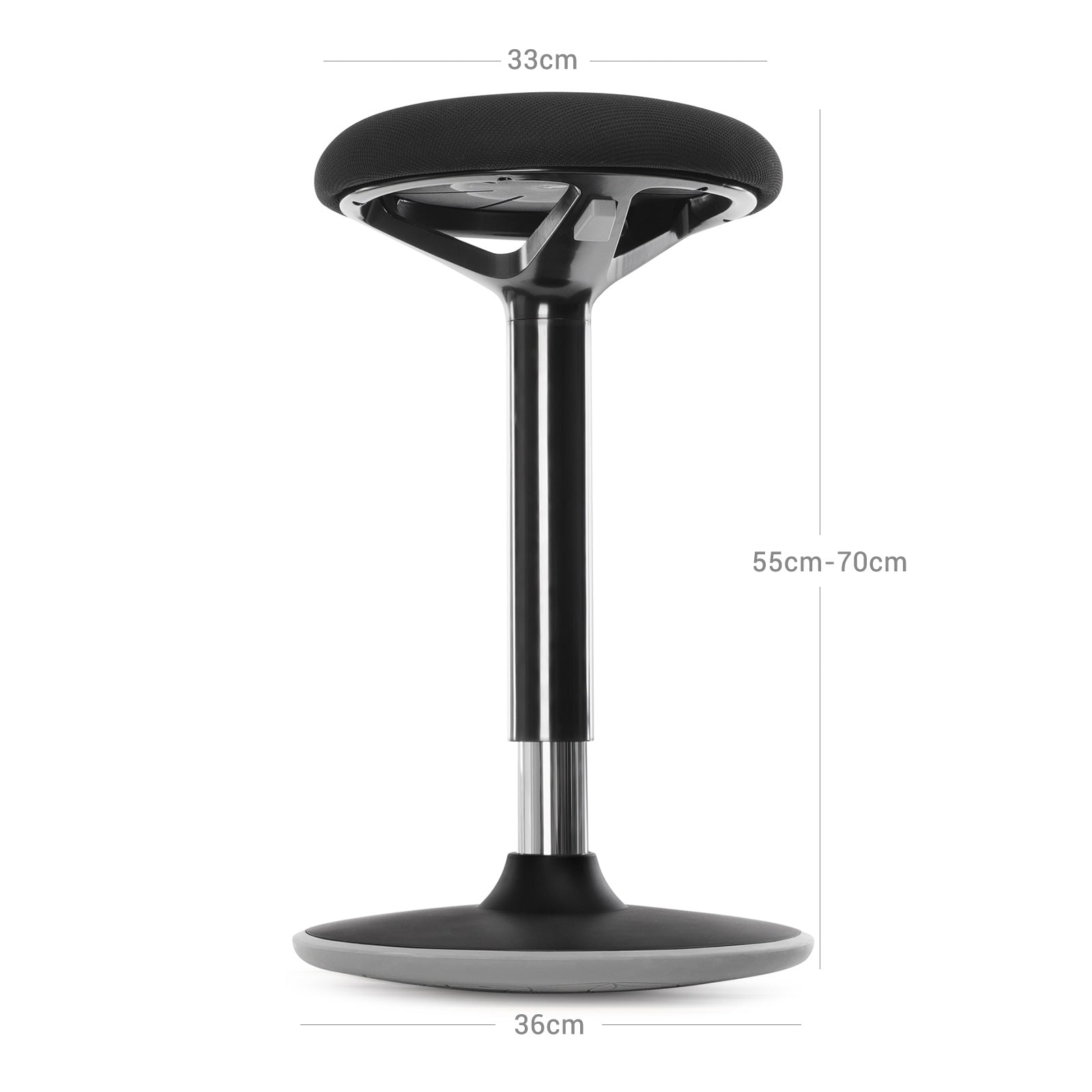 Standing Stool - Aluminum - Black - Adjustable Height 55-70 cm