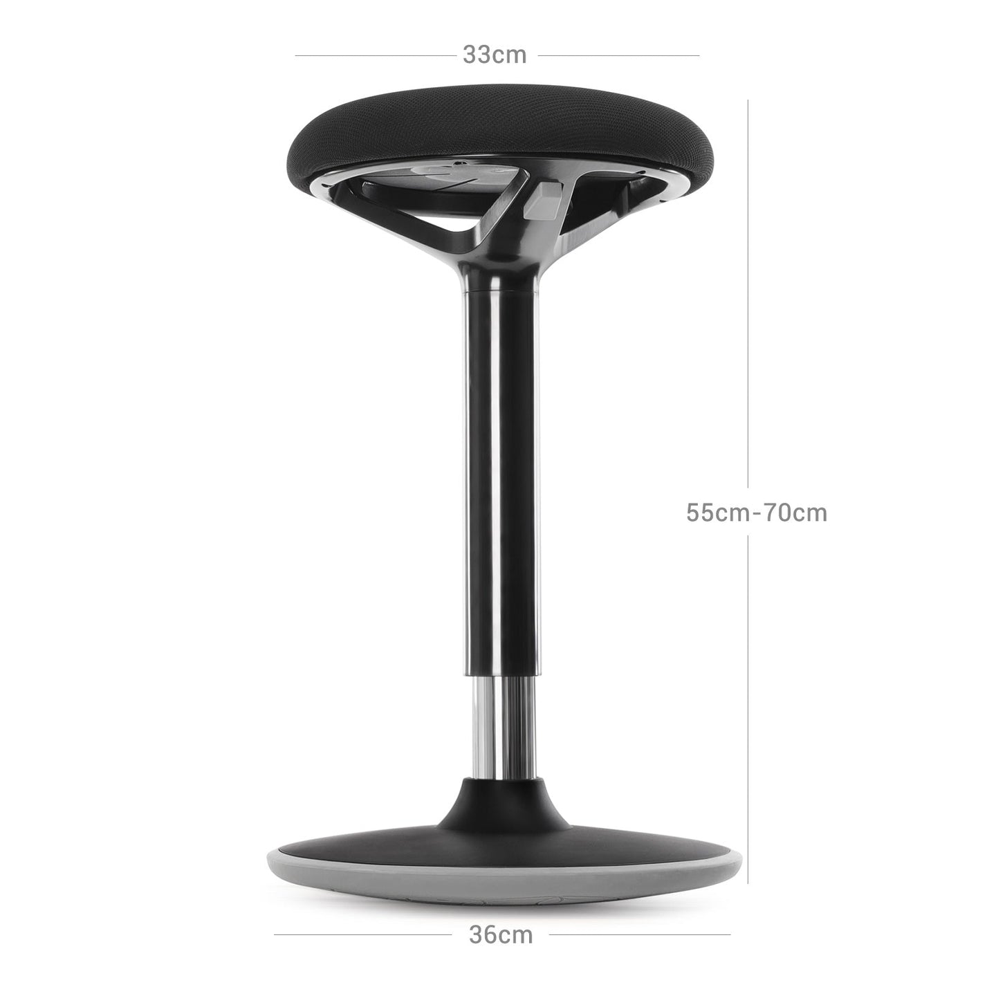 Standing Stool - Aluminum - Black - Adjustable Height 55-70 cm