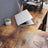 L-Shaped Office Desk - Wood - Rustic Brown and Black - Space-Saving with Cupboard and Hanging File Cabinet