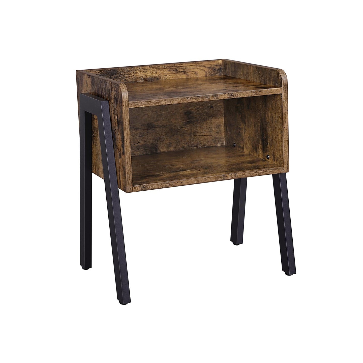 Side Table - Wood - Rustic Brown - Open Drawer and Stackable Design