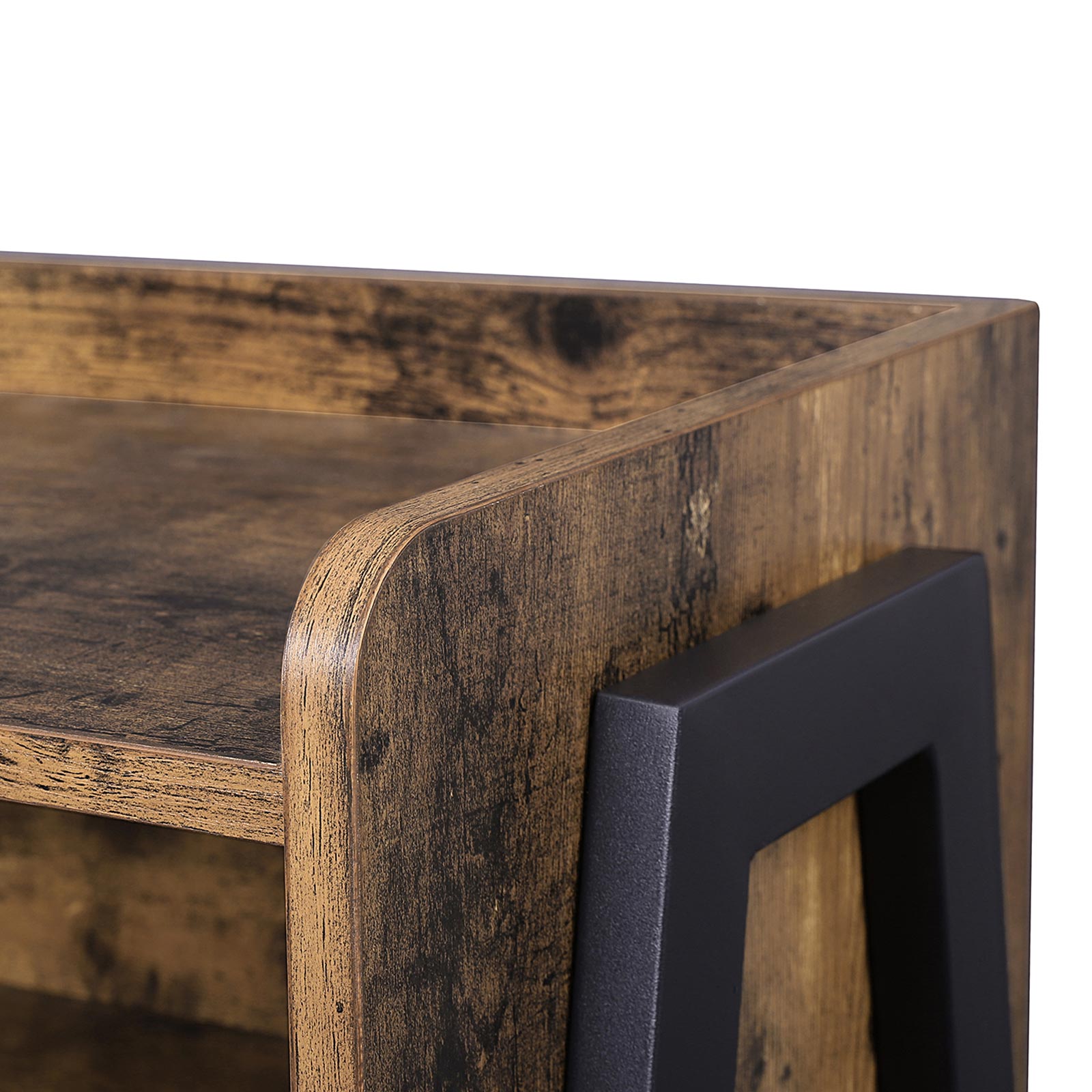 Side Table - Wood - Rustic Brown - Open Drawer and Stackable Design