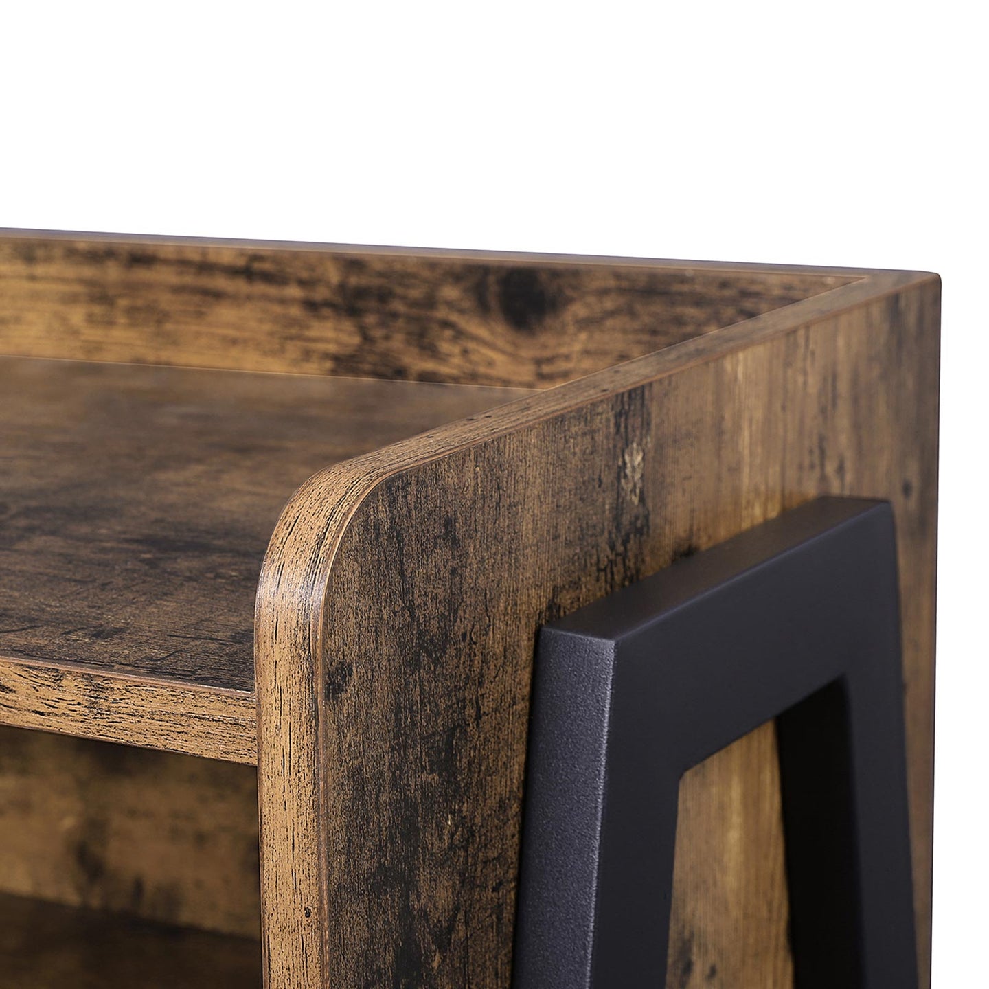 Side Table - Wood - Rustic Brown - Open Drawer and Stackable Design