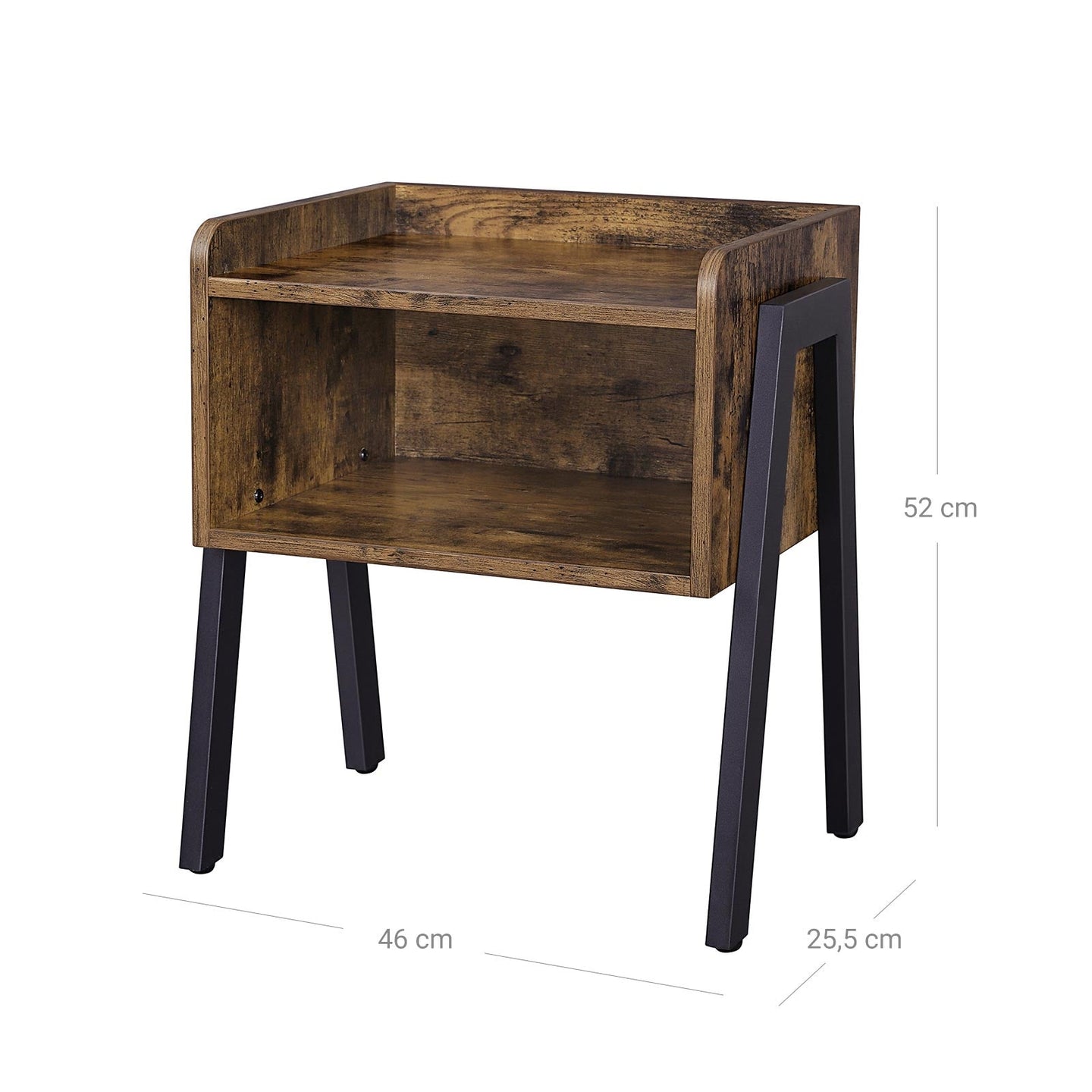 Side Table - Wood - Rustic Brown - Open Drawer and Stackable Design