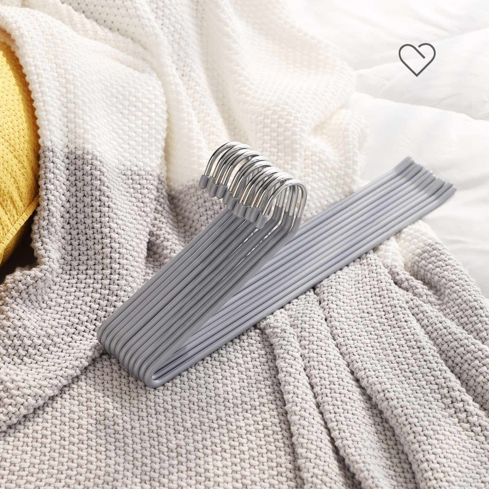 Metal Open End Trousers Hangers - 38cm Wide - Grey - Non-Slip Coating