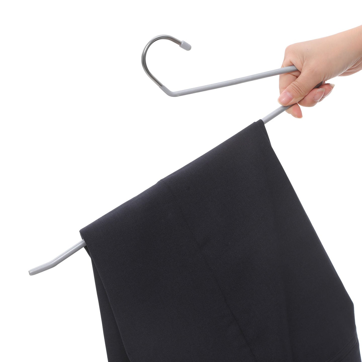Metal Open End Trousers Hangers - 38cm Wide - Grey - Non-Slip Coating