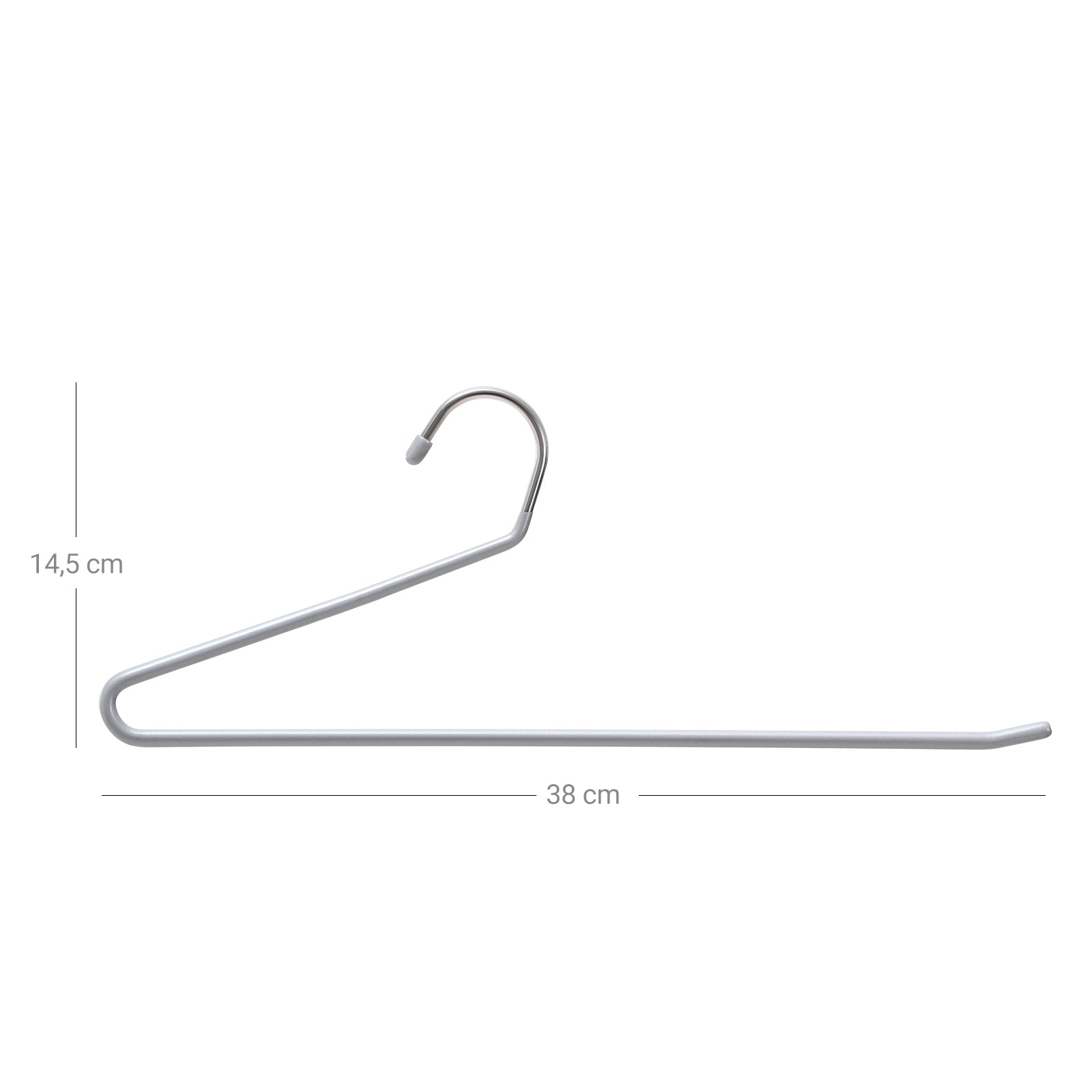 Metal Open End Trousers Hangers - 38cm Wide - Grey - Non-Slip Coating