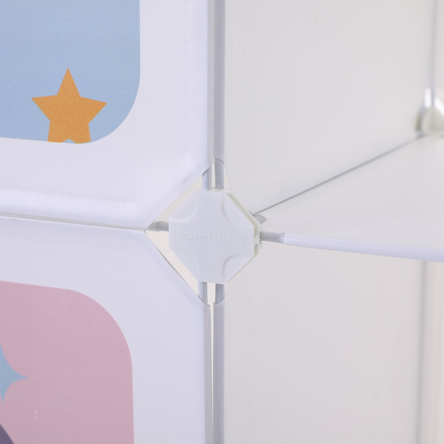Kids' Organiser Cabinet - Plastic - White - 16-Cube Modular Storage Unit with Doors