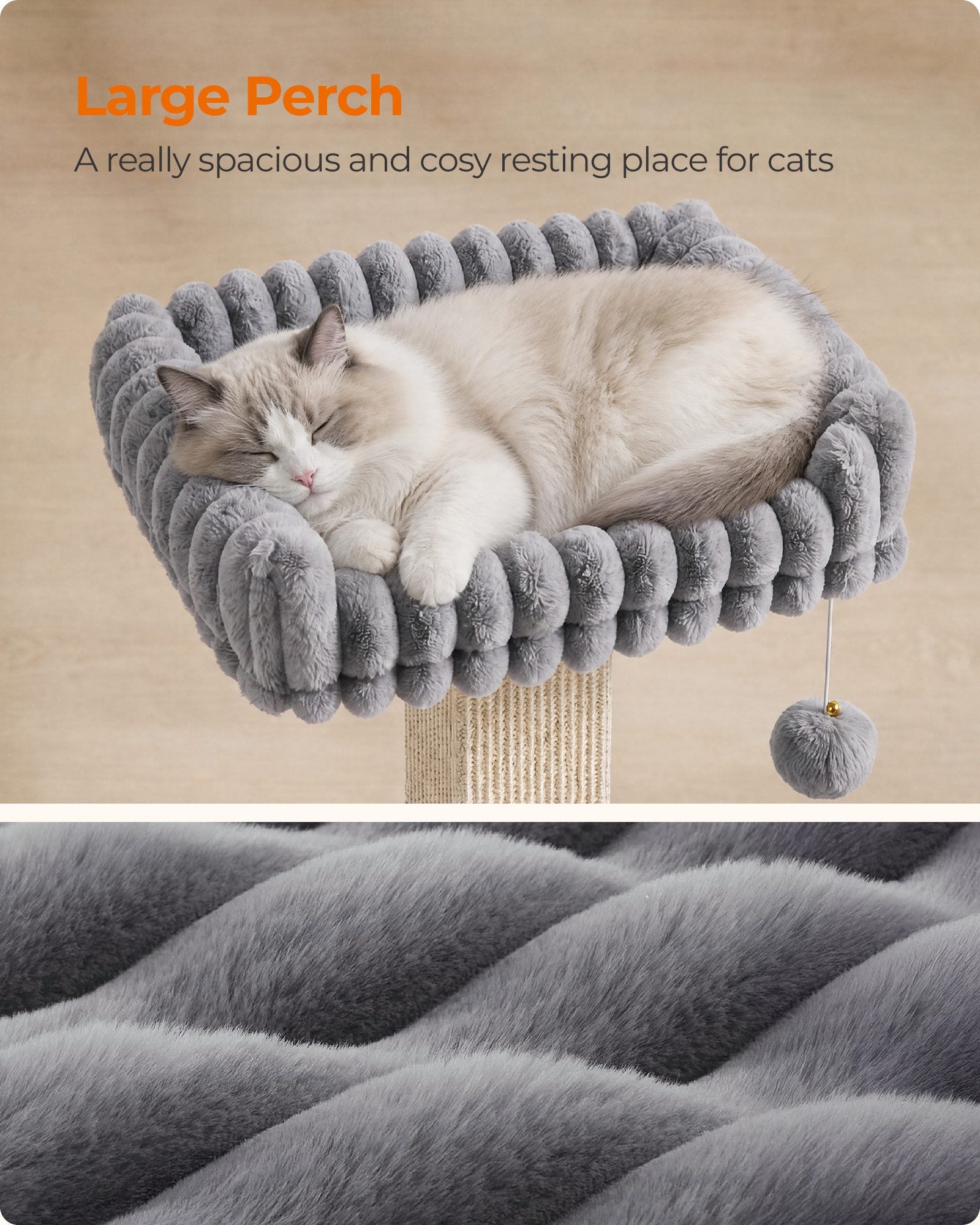 Cat Tree - With Sisal Posts and Perches - Dove Grey - 45 x 40 x 71 cm
