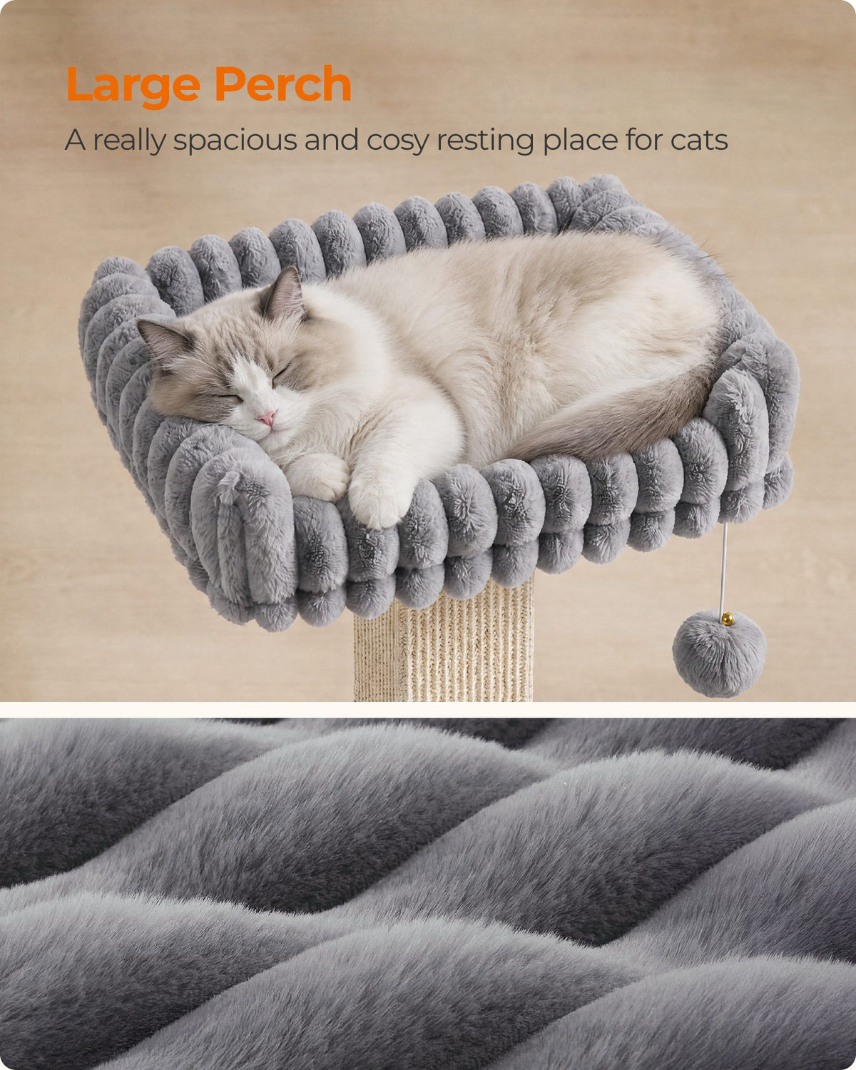 Cat Tree - With Sisal Posts and Perches - Dove Grey - 45 x 40 x 71 cm