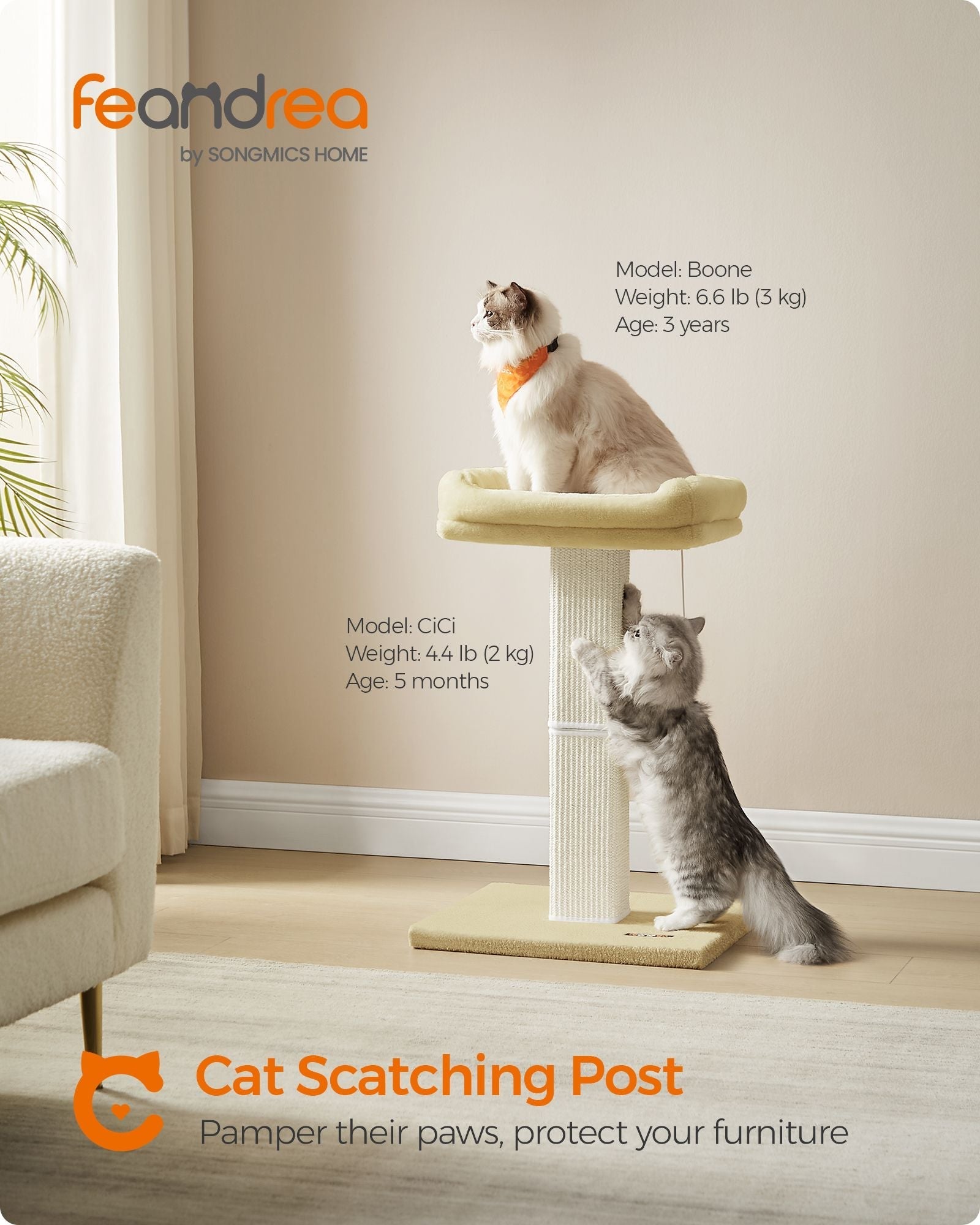 Cat Scratching Post - Beige - Woven Sisal
