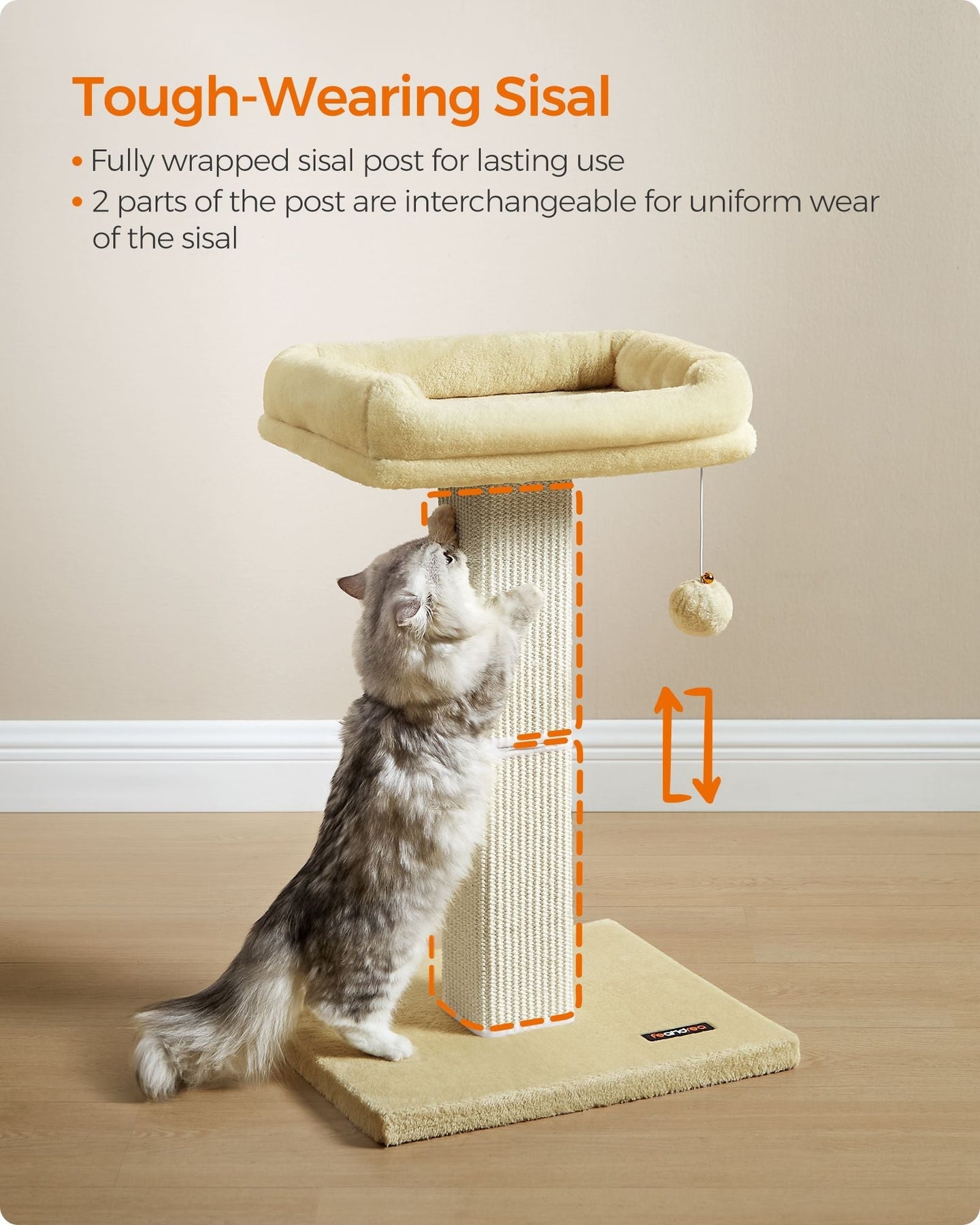 Cat Scratching Post - Beige - Woven Sisal