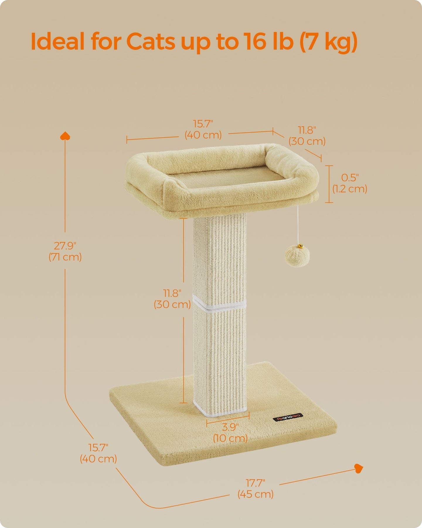 Cat Scratching Post - Beige - Woven Sisal