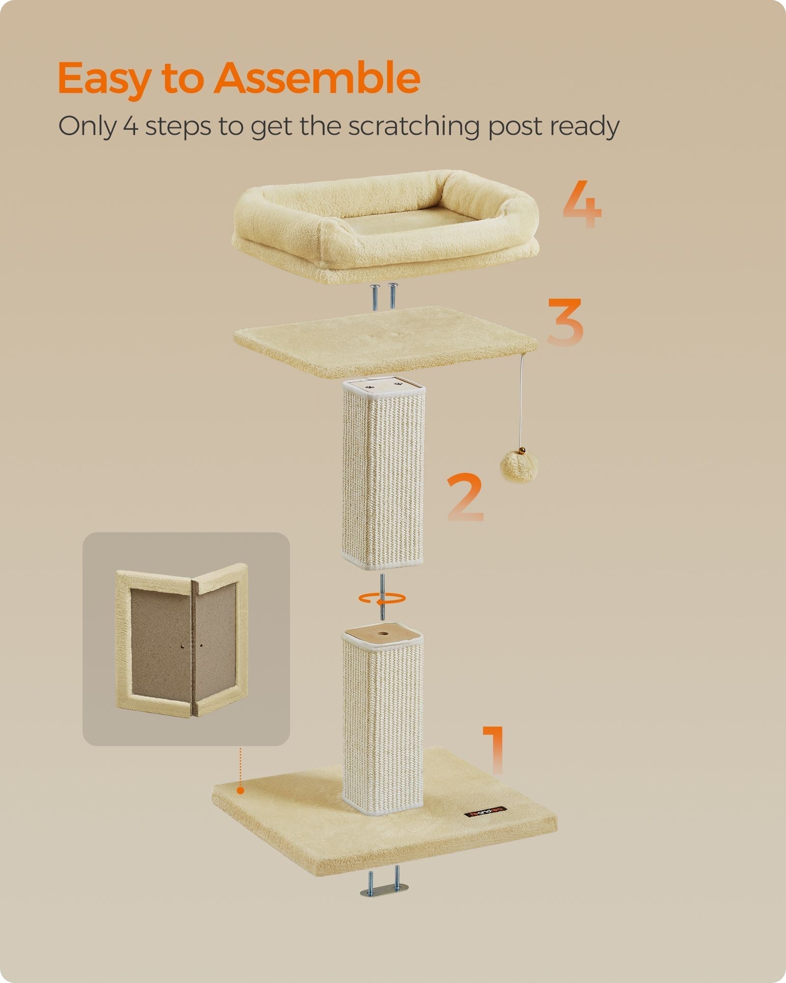 Cat Scratching Post - Beige - Woven Sisal