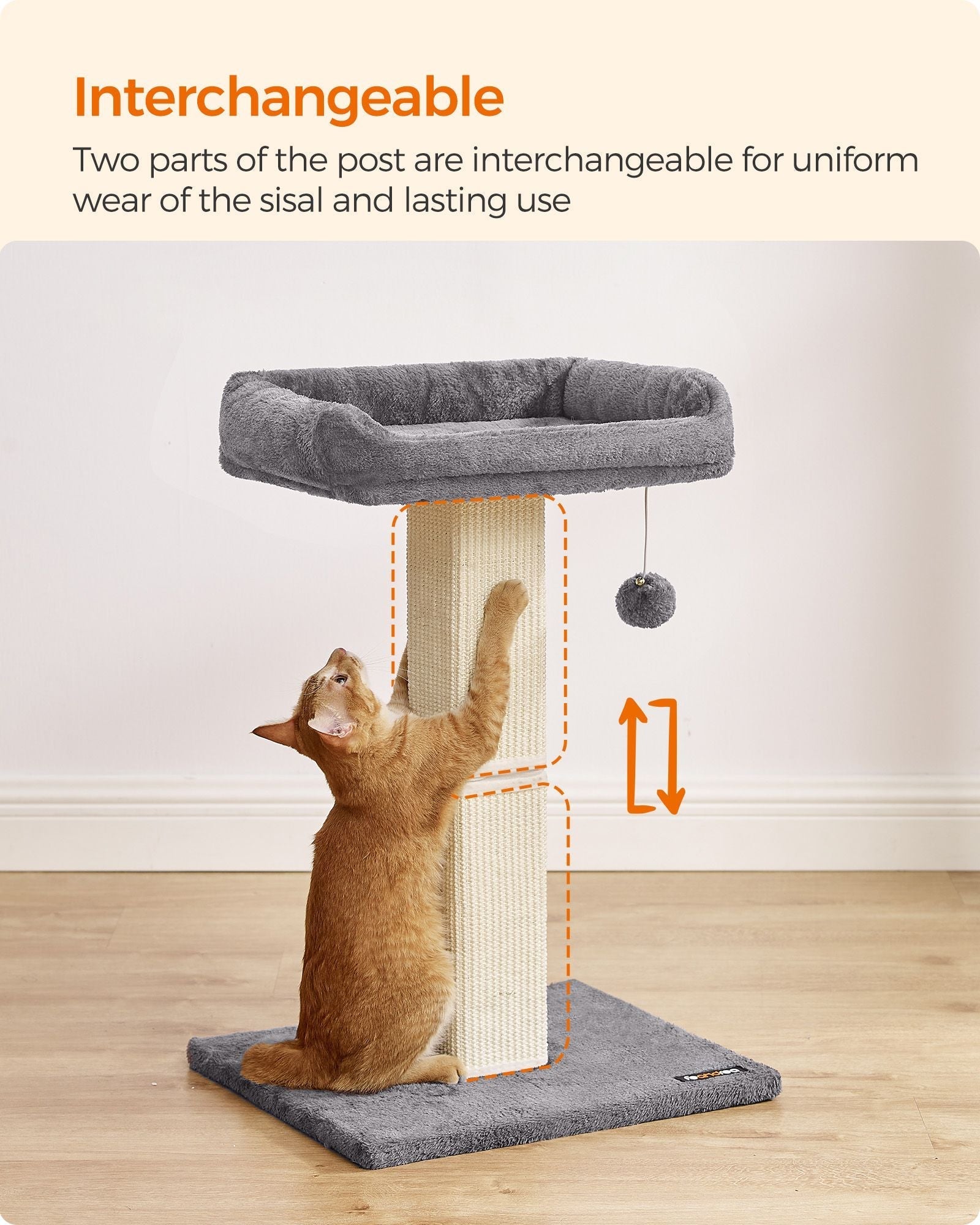 Cat Scratching Post - Wood - Natural - Multi-Level Climbing Tower