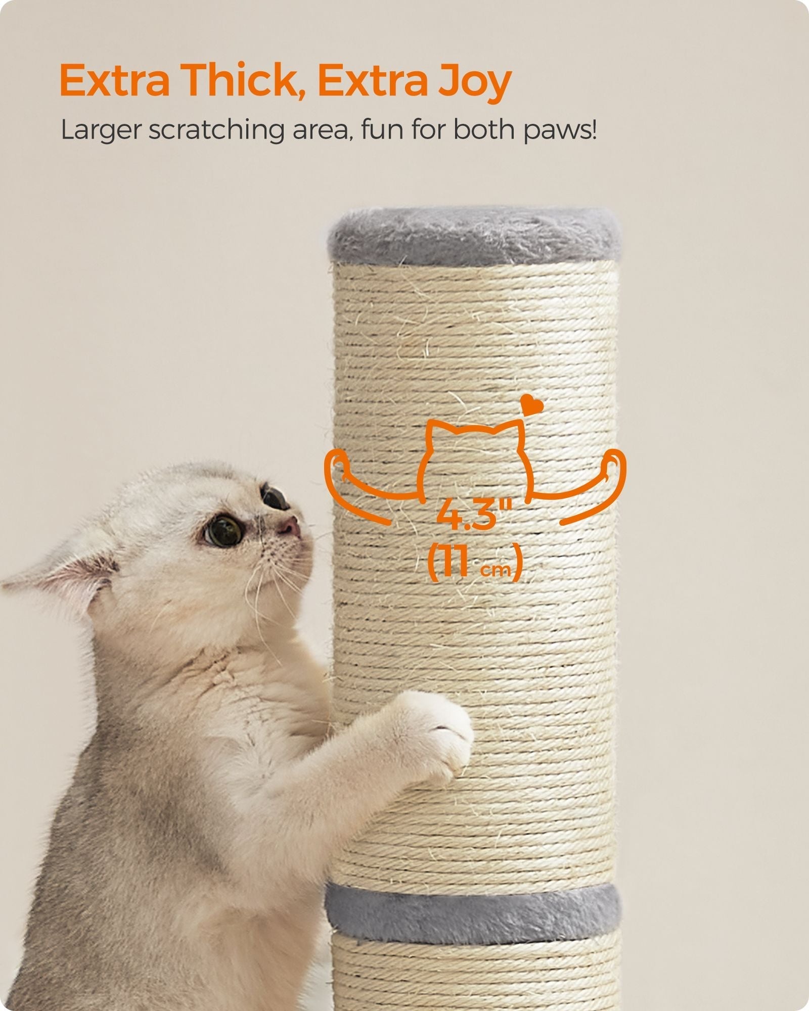 Cat Scratching Post - Dove Grey - Sisal