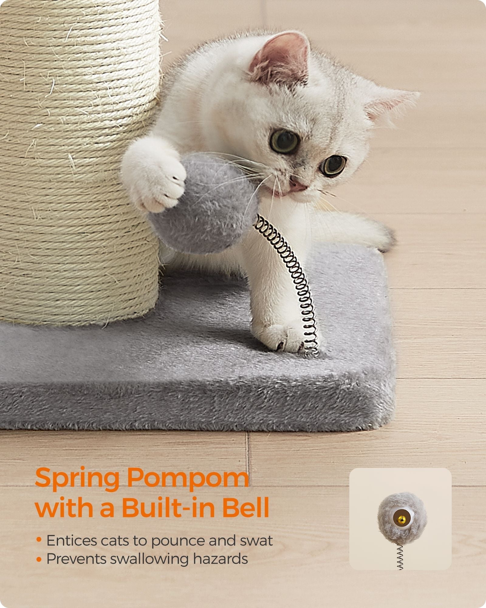 Cat Scratching Post - Dove Grey - Sisal