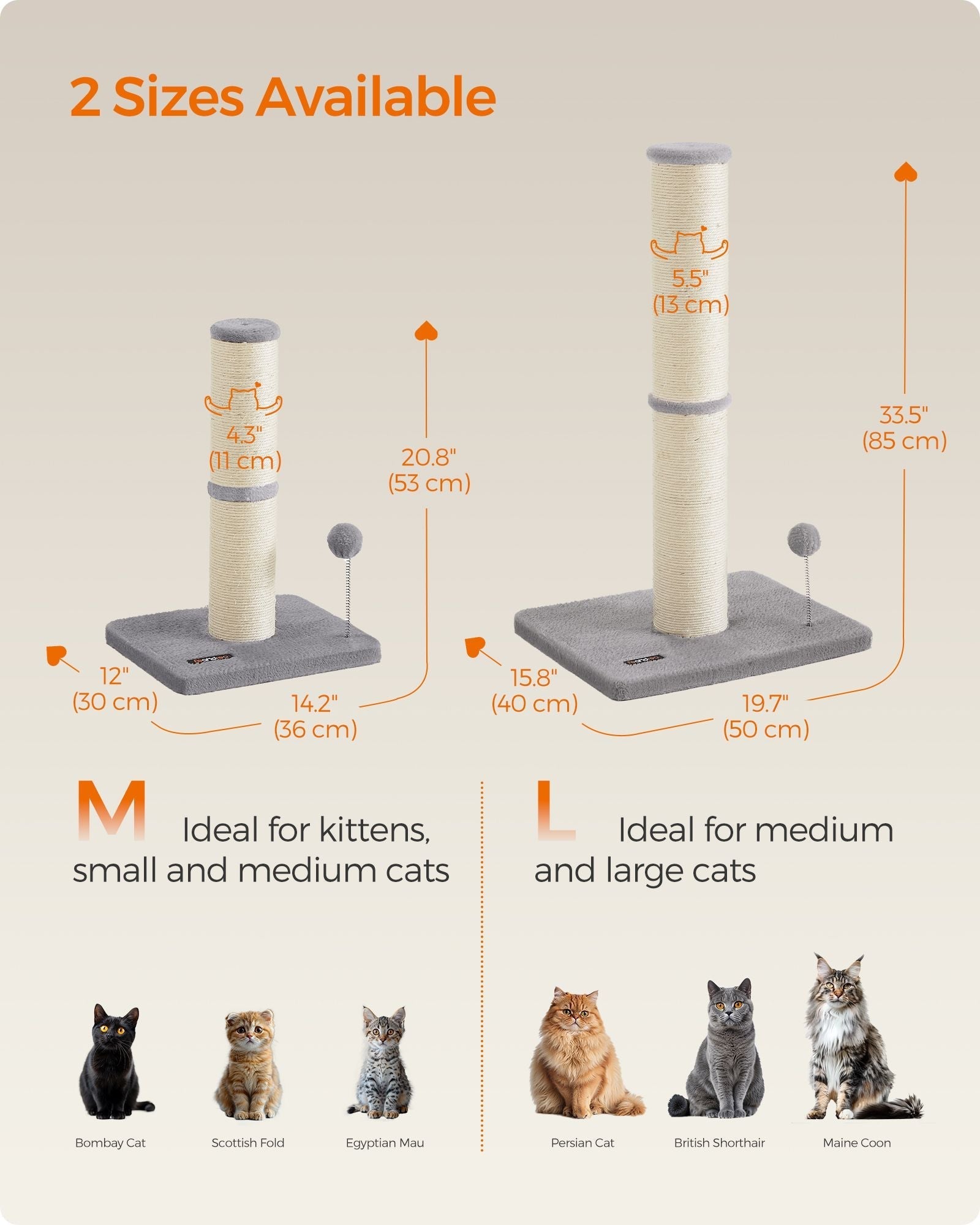 Cat Scratching Post - Dove Grey - Sisal