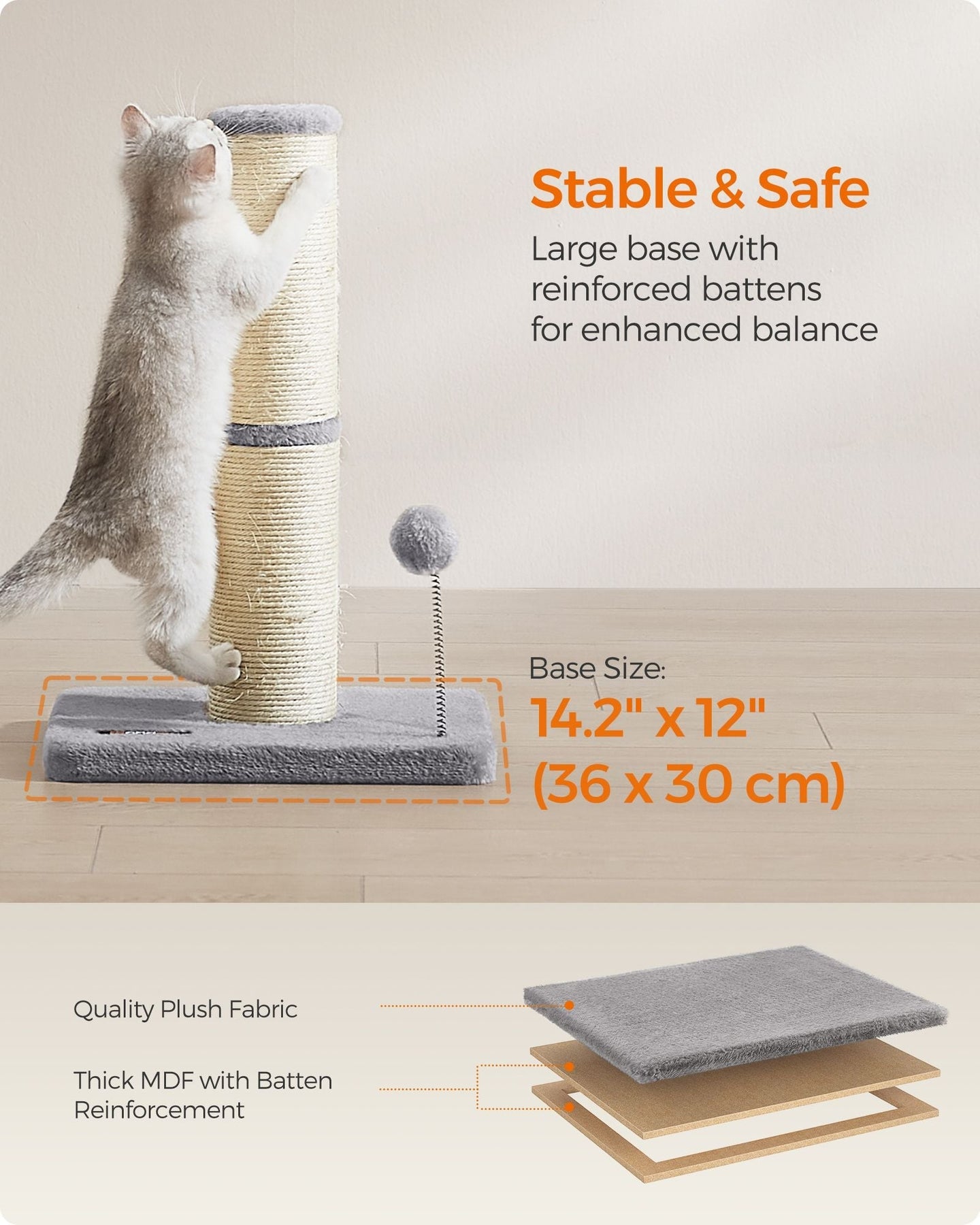 Cat Scratching Post - Dove Grey - Sisal