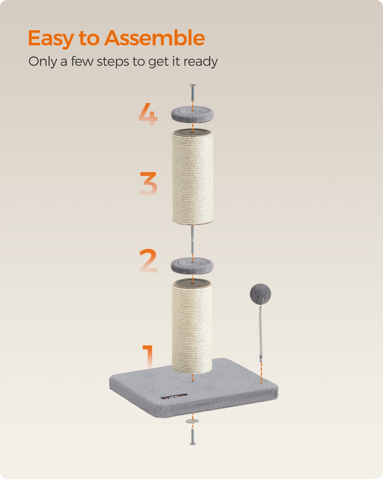 Cat Scratching Post - Dove Grey - Sisal