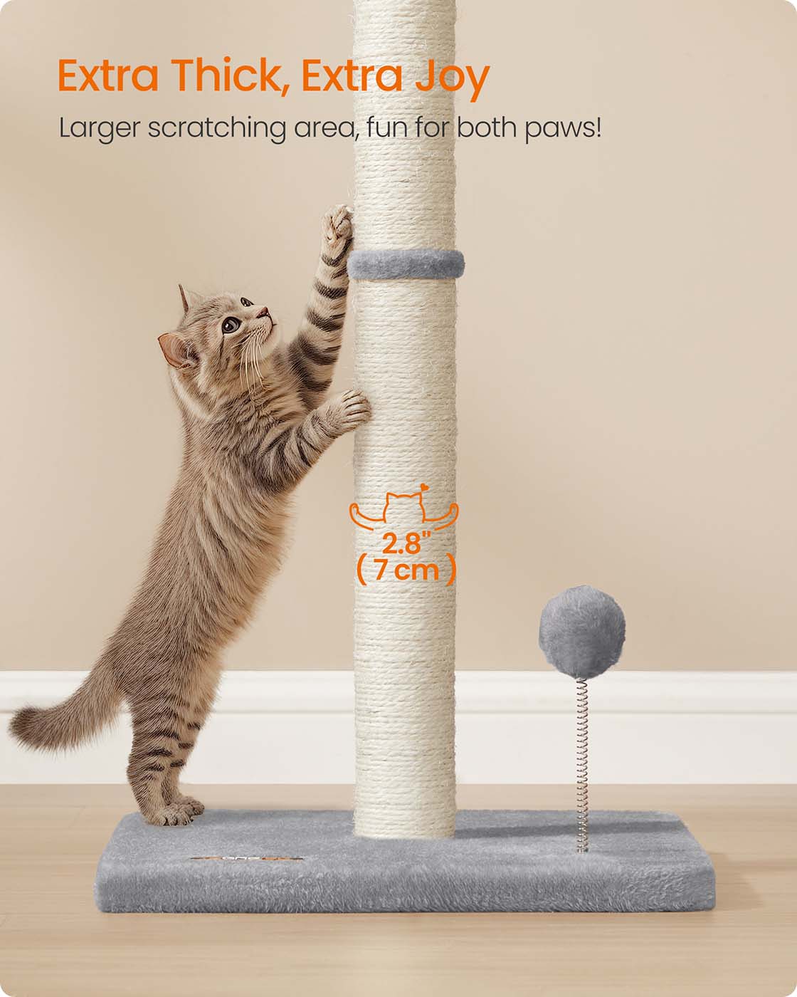 Cat Scratching Post - Dove Grey - Sisal