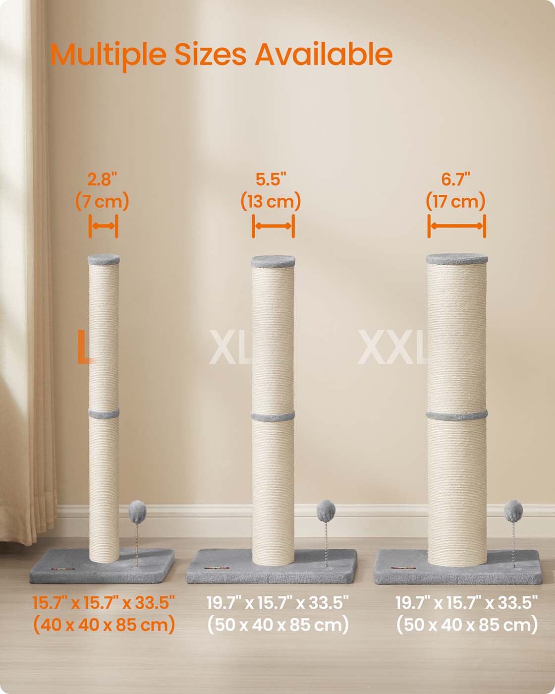 Cat Scratching Post - Dove Grey - Sisal